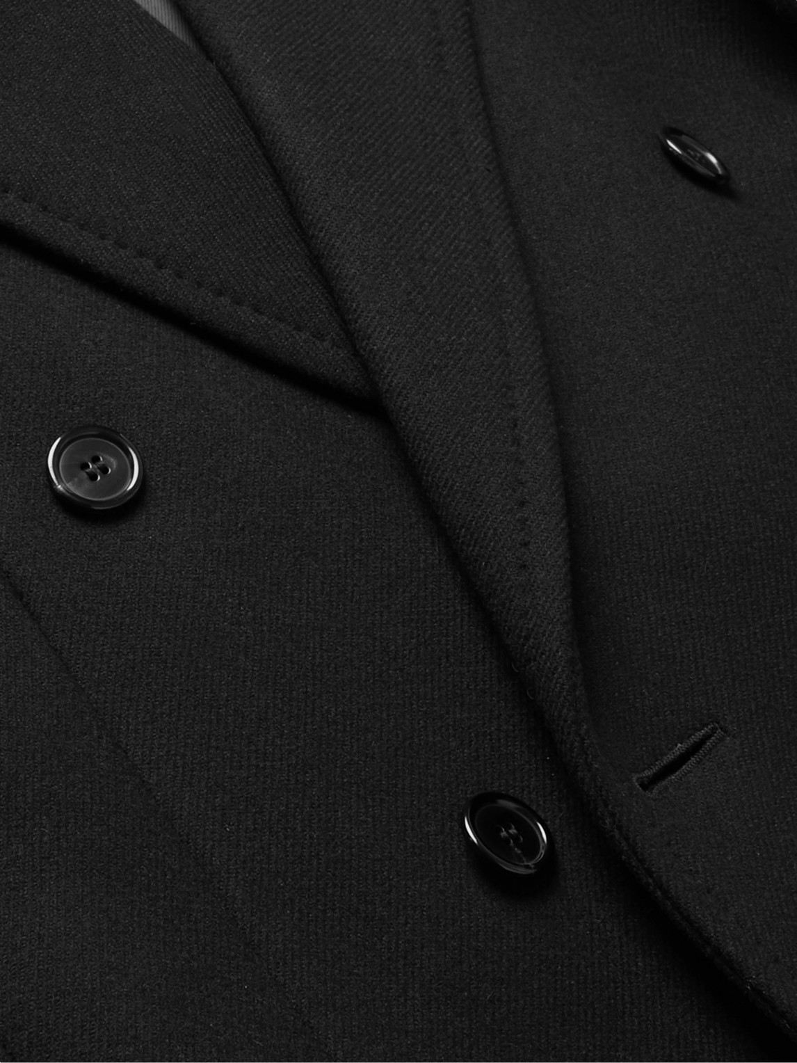 Saint Laurent Double-breasted Wool Overcoat In Black