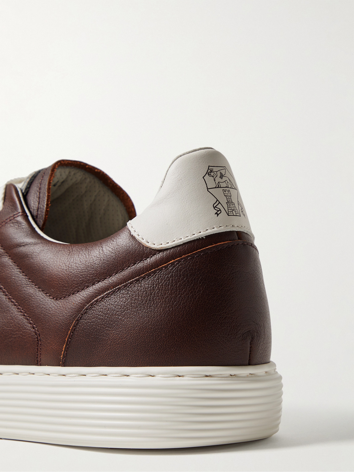 Shop Brunello Cucinelli Leather Sneakers In Brown