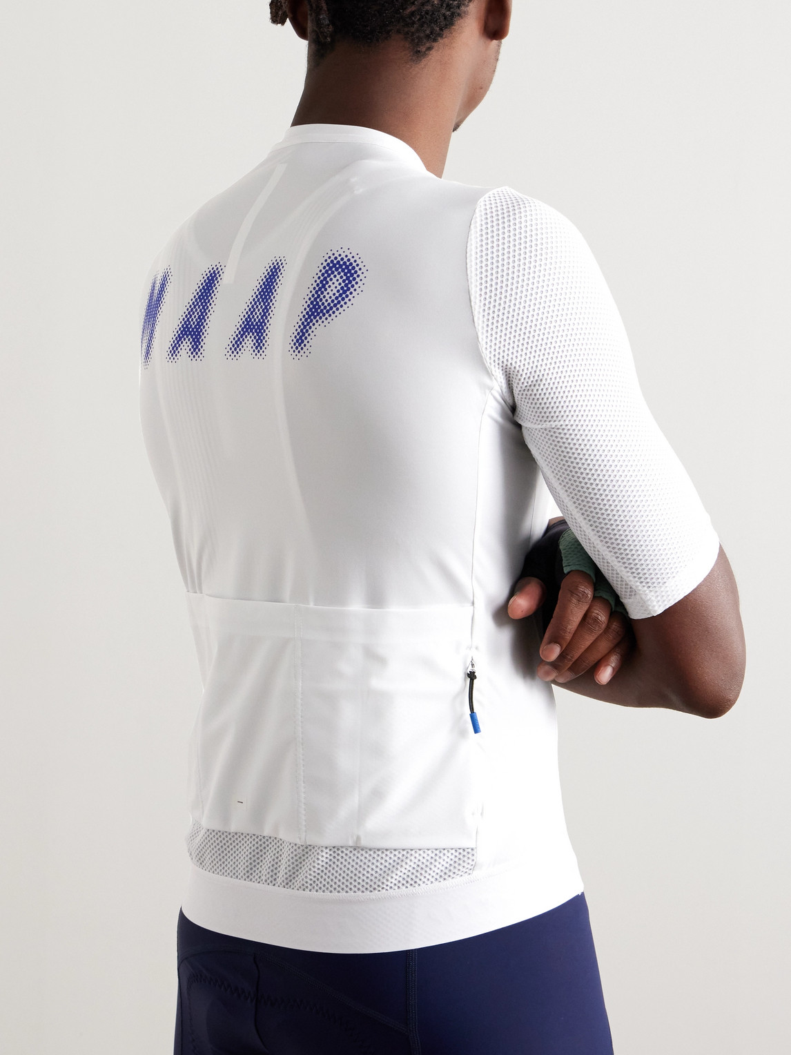 Shop Maap Halftone Pro Base Panelled Logo-print Stretch Recycled Mesh Cycling Jersey In White
