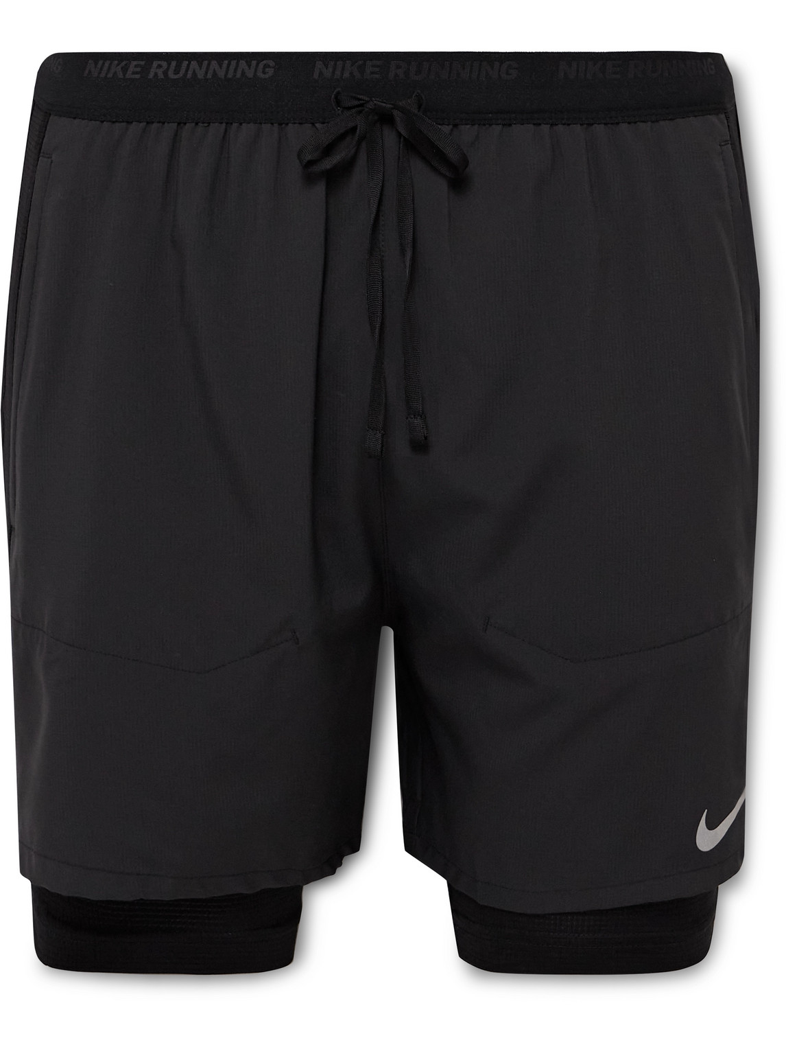 NIKE RUNNING - 2-in-1 Stride Straight-Leg Dri-FIT Ripstop and Stretch-Jersey Shorts - Men - Black - XXL