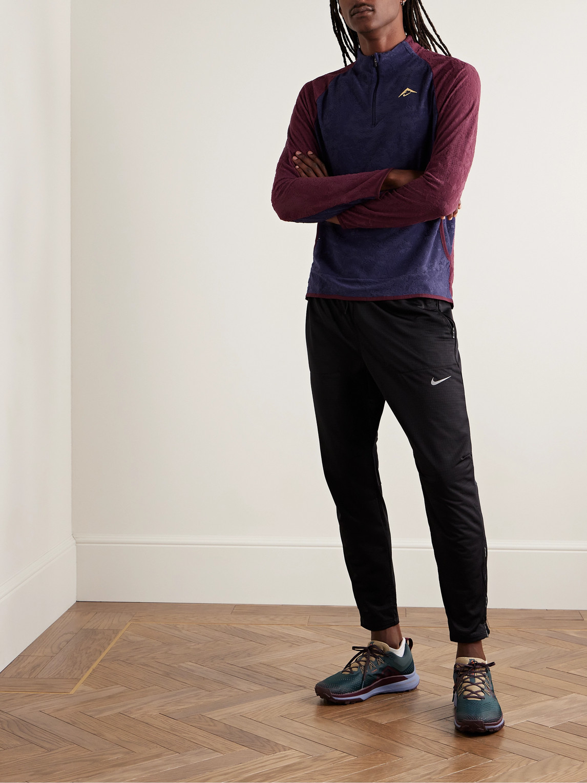 Shop Nike Trail Slim-fit Dri-fit Half-zip Top In Purple