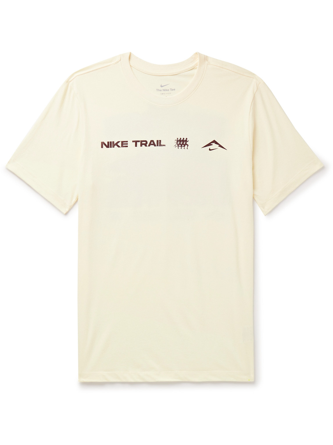 Shop Nike Trail Logo-print Cotton-blend Dri-fit T-shirt In Neutrals