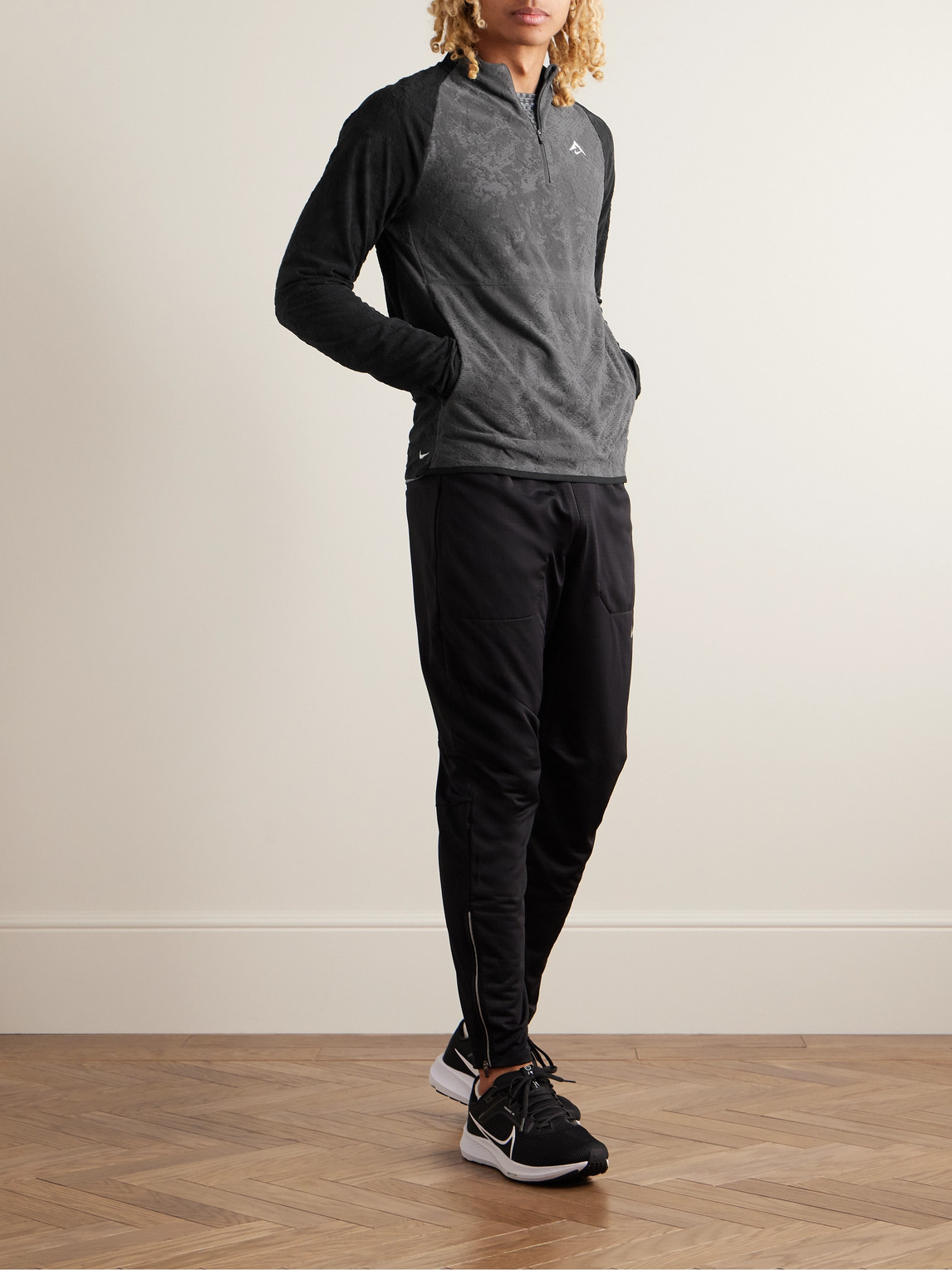 Shop Nike Trail Slim-fit Dri-fit Half-zip Top In Black