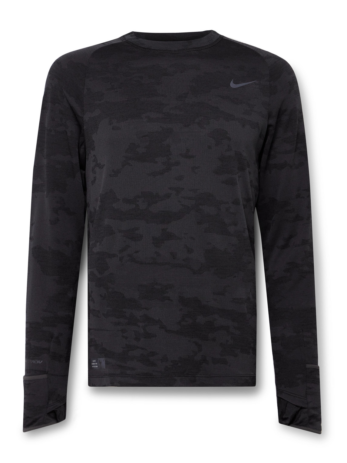 Nike Run Division Camouflage-print Therma-fit Adv Running Top In Black