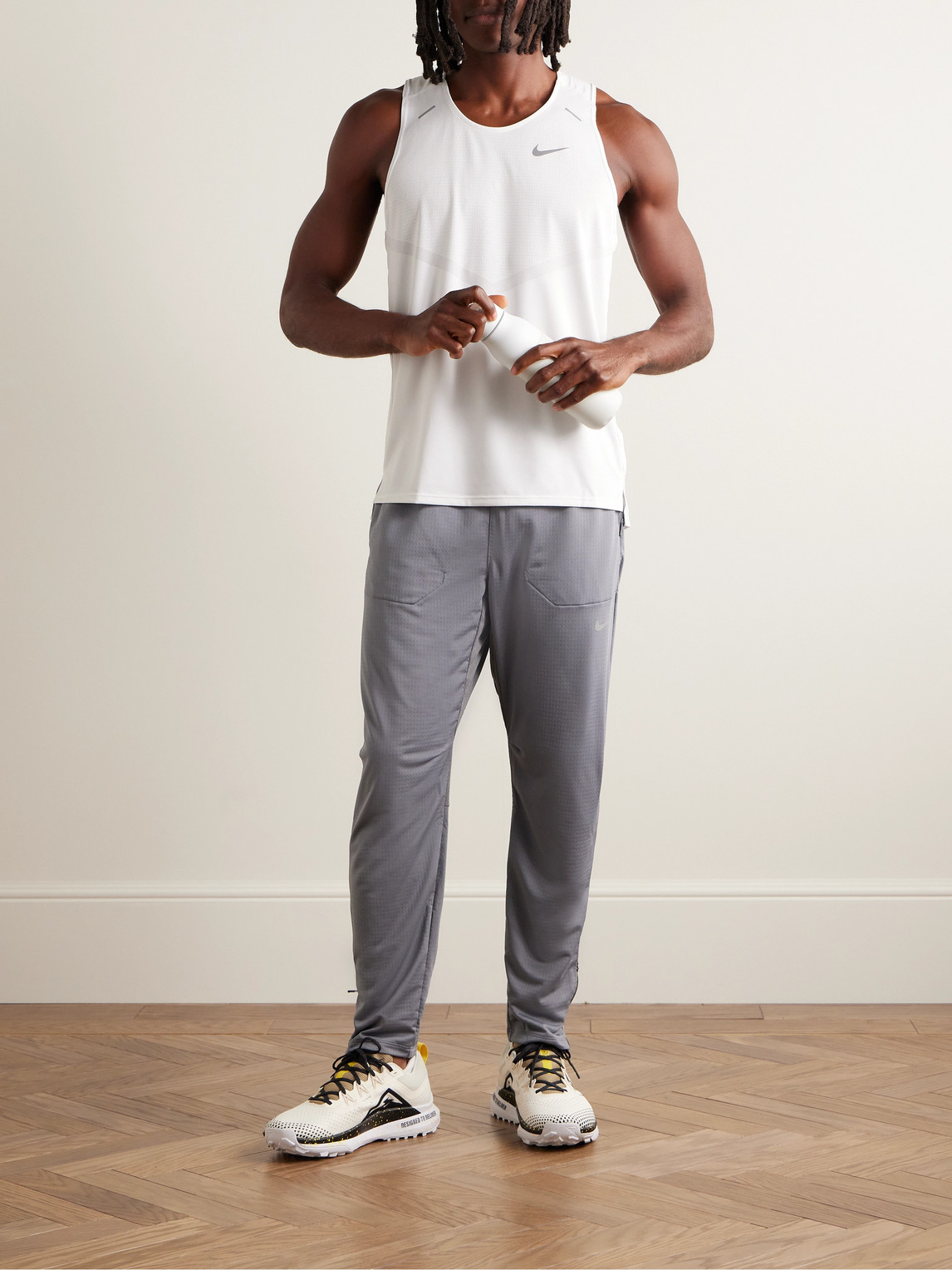 Shop Nike Rise 365 Perforated Dri-fit Tank Top In White