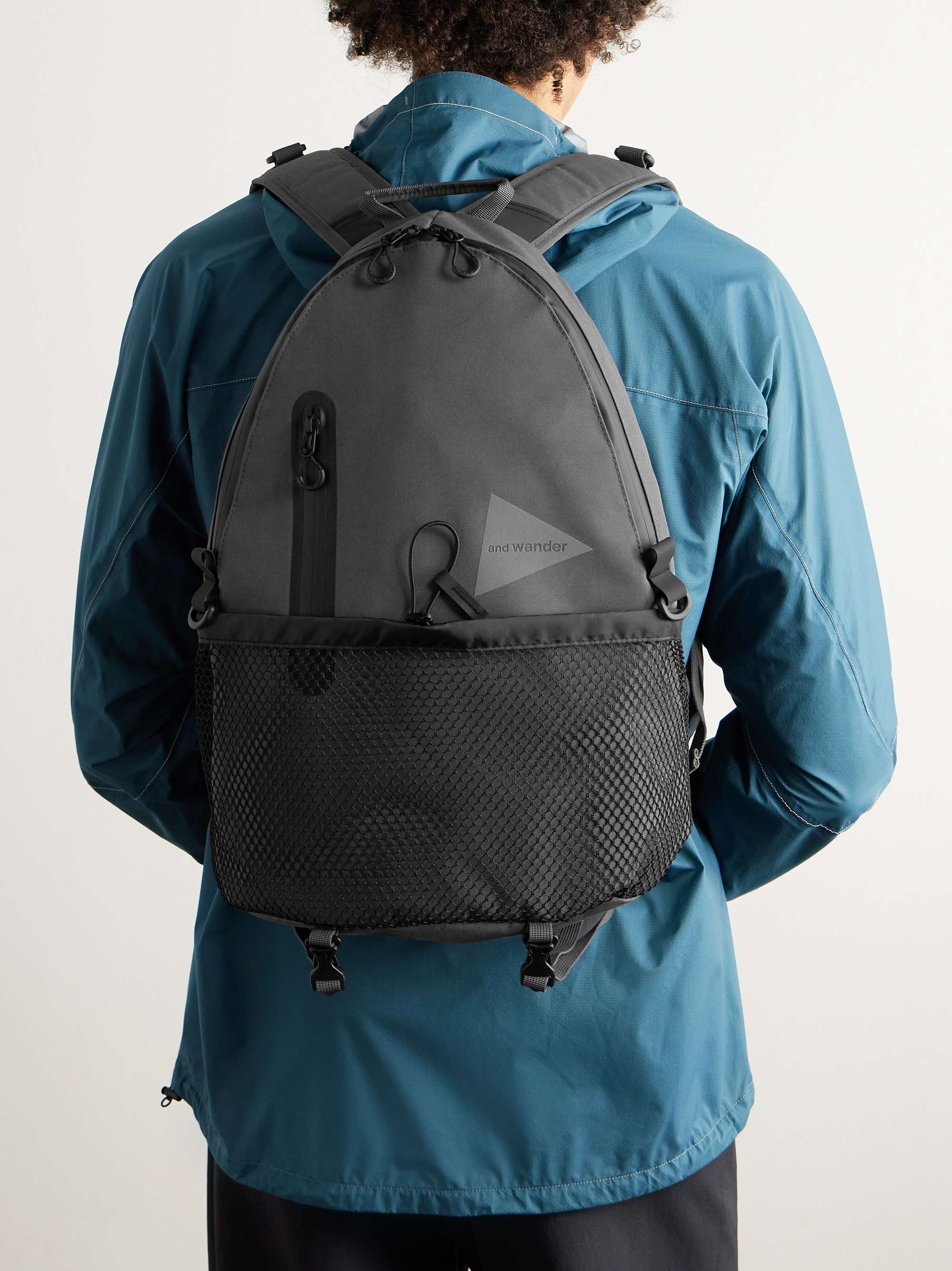 AND WANDER Mesh-Trimmed Logo-Print Ripstop Backpack for Men