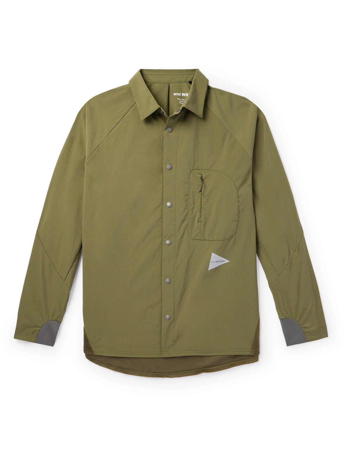 And Wander Logo-print Thermolite® Overshirt In Green
