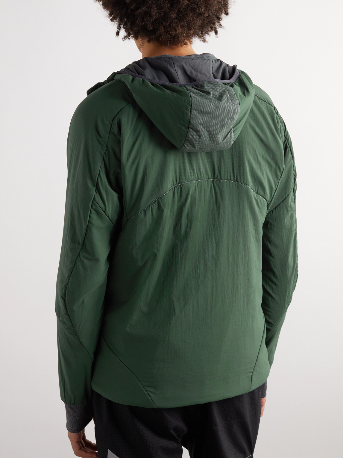 Shop And Wander Alpha Air Logo-print Padded Pertex-ripstop Hooded Jacket In Green