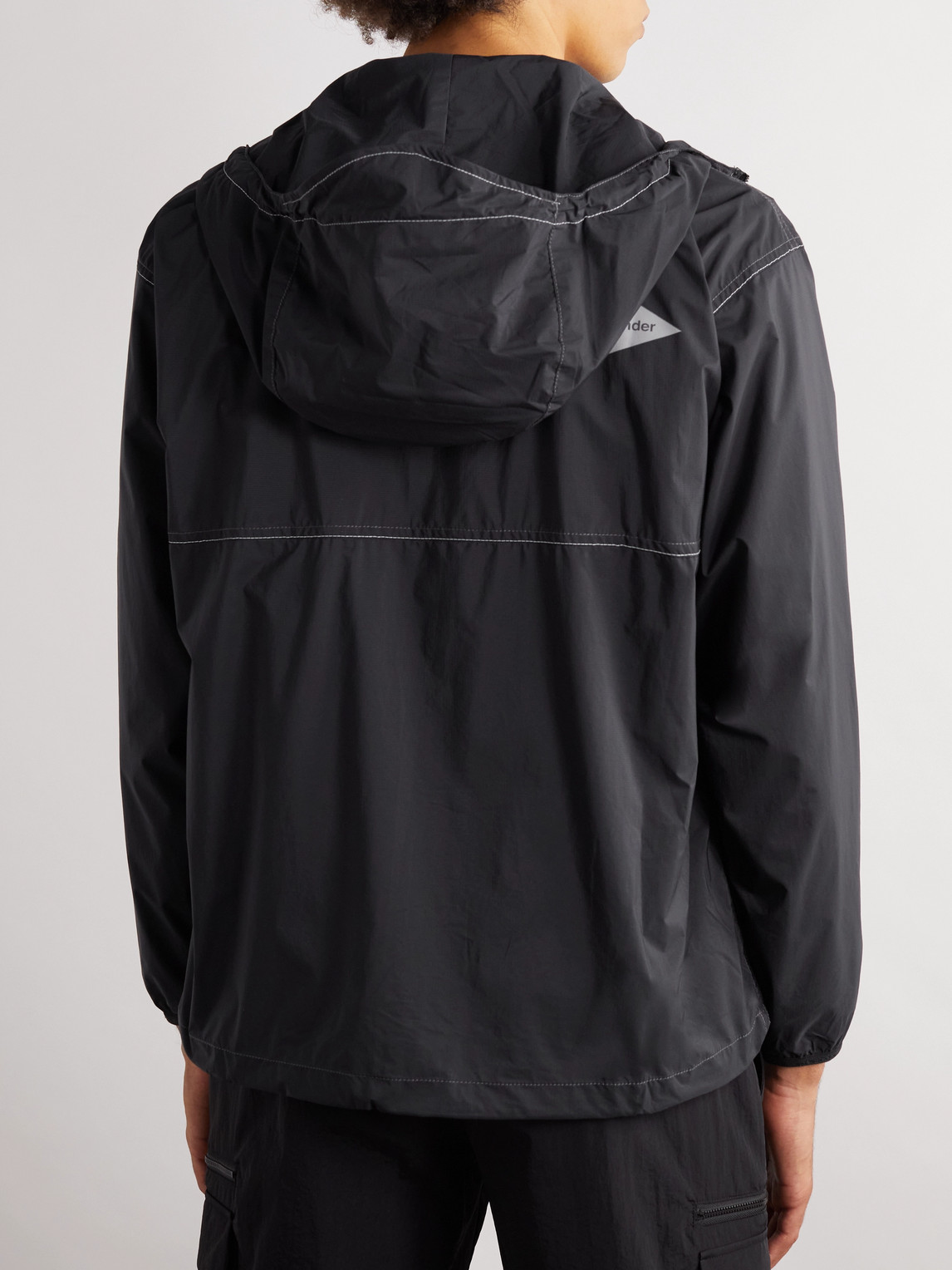 Shop And Wander Logo-print Pertex-ripstop Hooded Jacket In Black