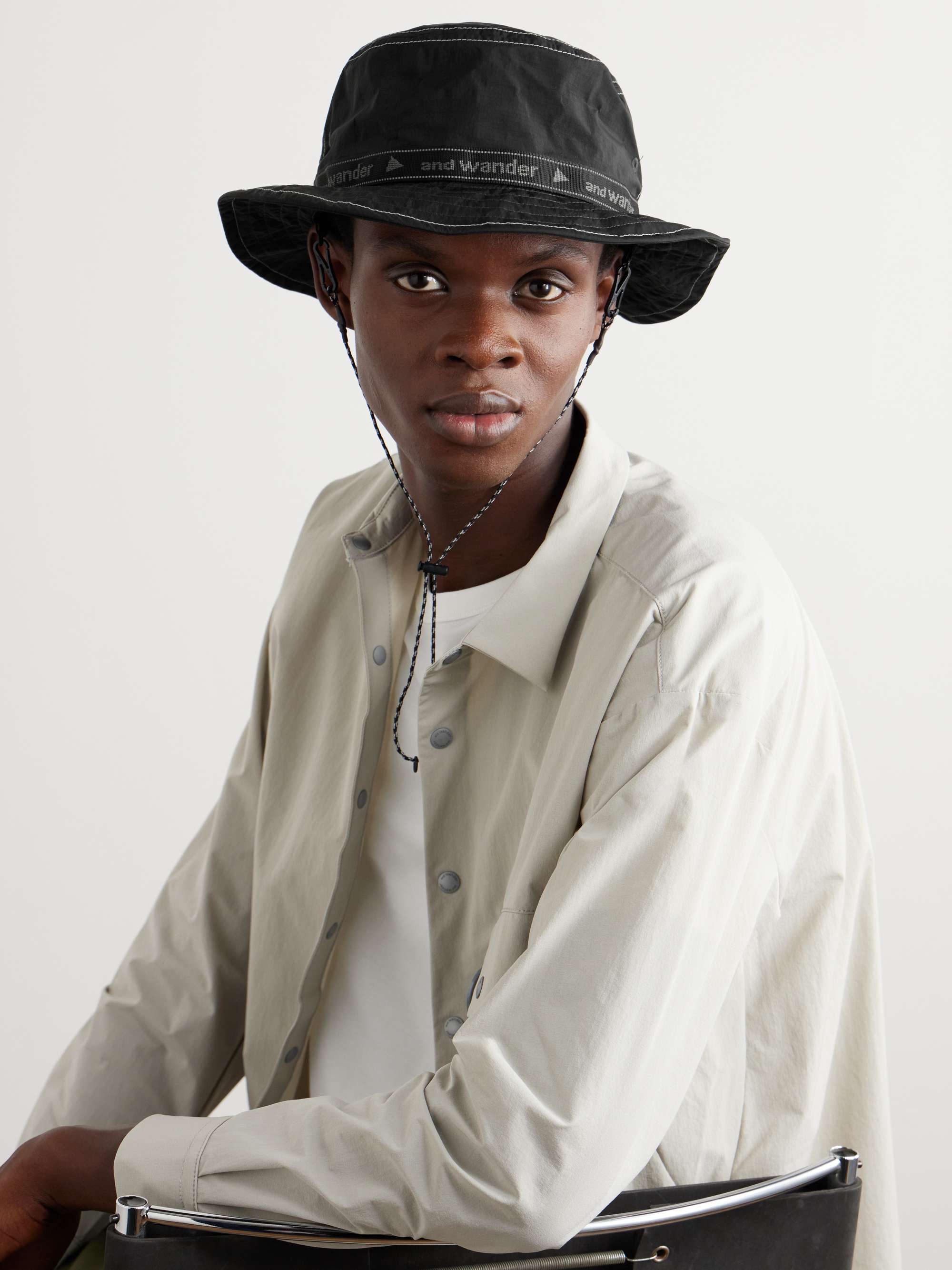 AND WANDER Grosgrain-Trimmed Shell Bucket Hat for Men