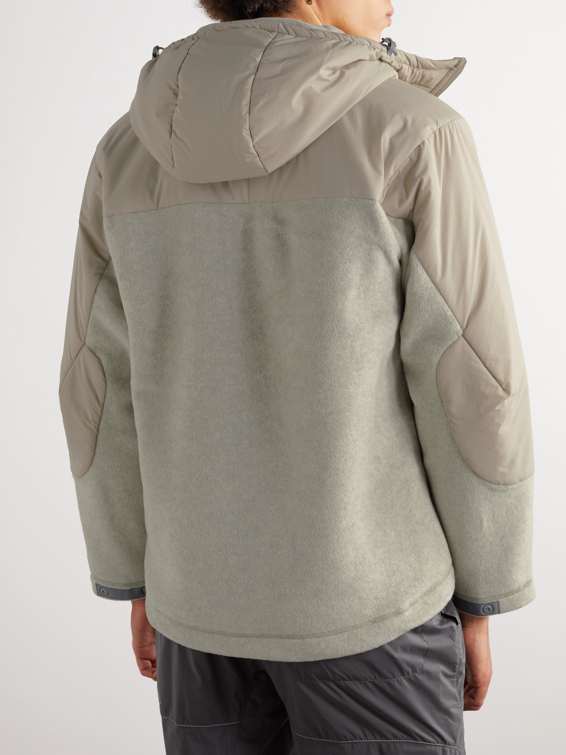 Shop And Wander Padded Fleece And Pertex Hooded Jacket In Neutrals