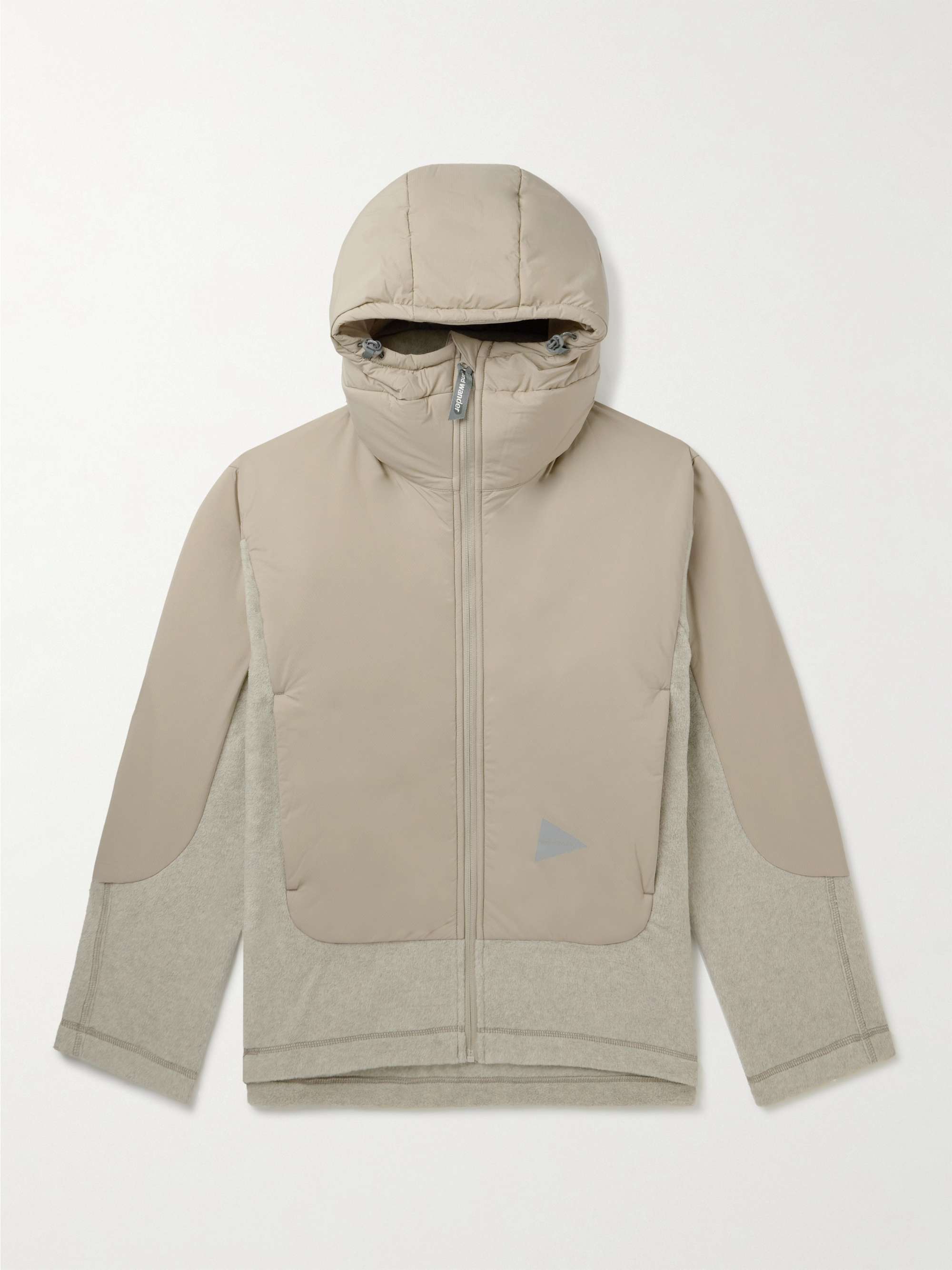 AND WANDER Padded Fleece and Pertex Hooded Jacket for Men