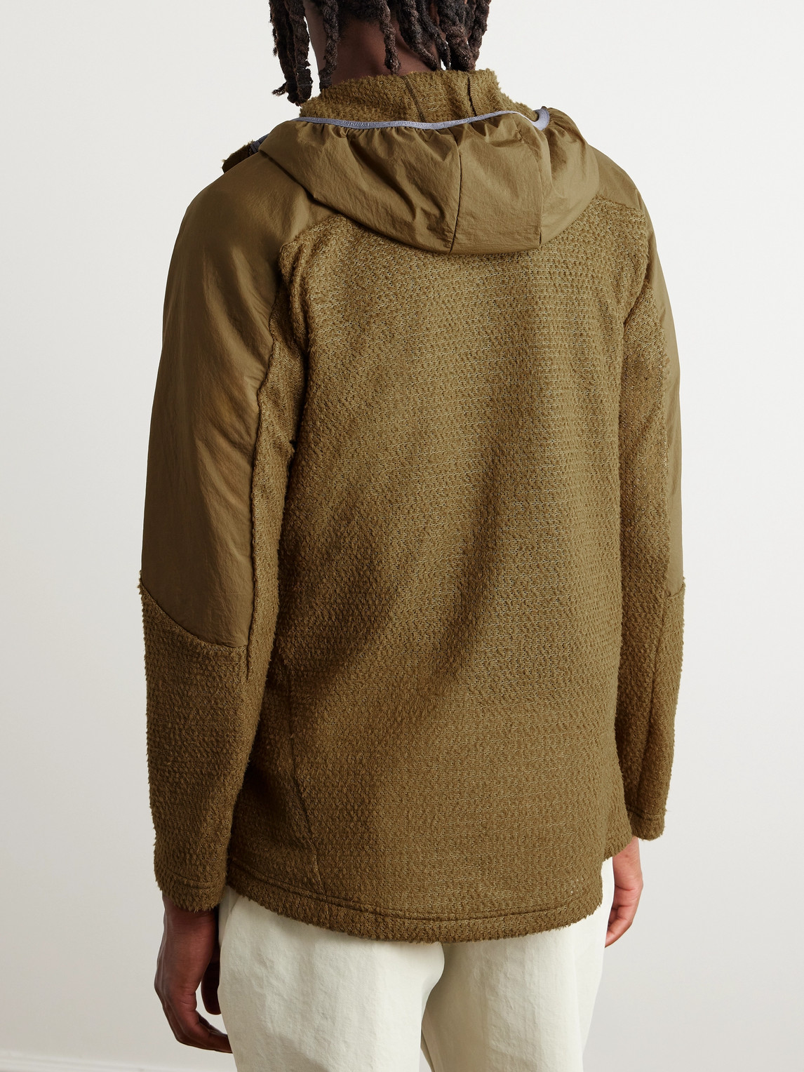 Shop And Wander Alpha Direct Logo-print Polartec® Fleece And Shell Half-zip Hooded Jacket In Brown