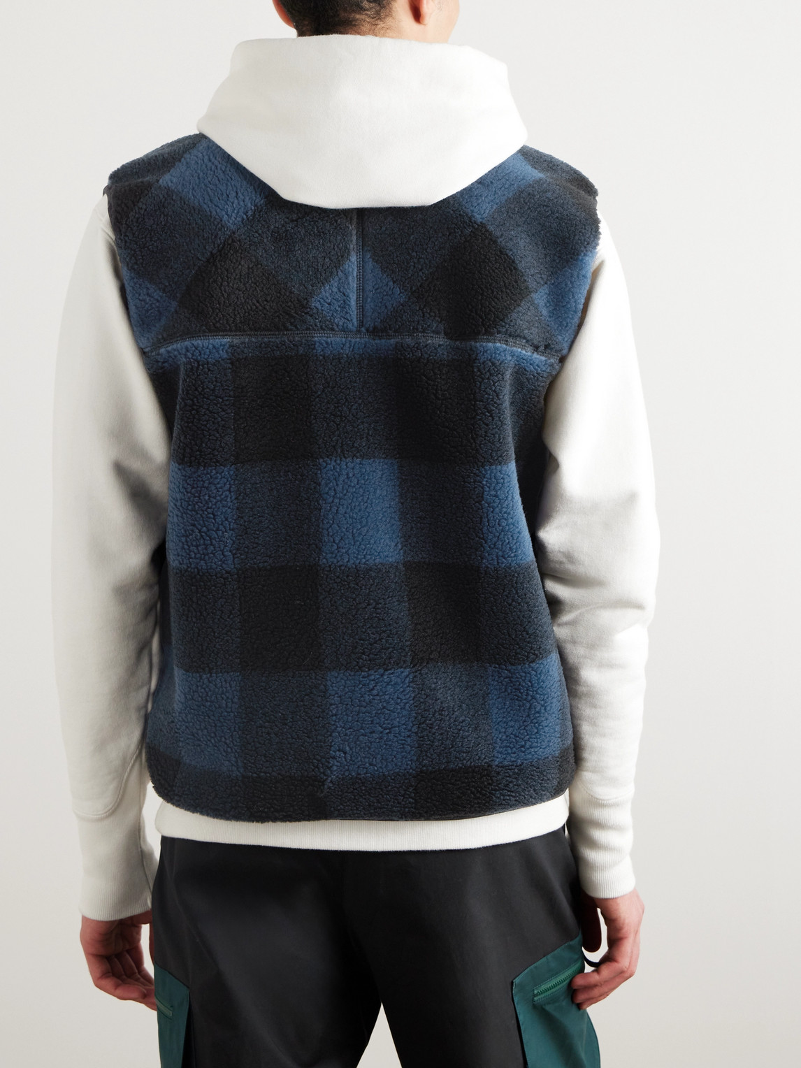 Shop And Wander Checked Fleece Gilet In Blue