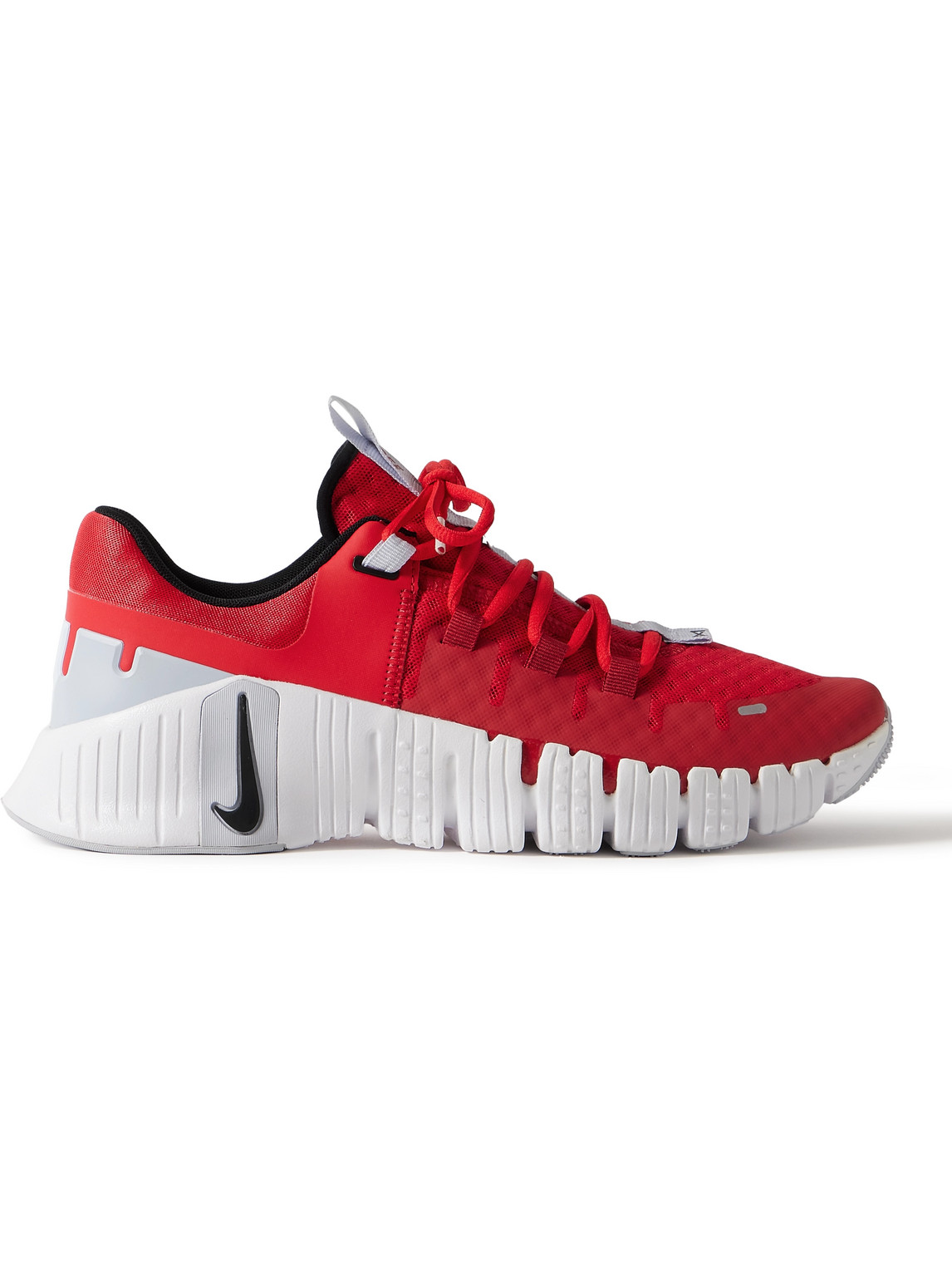Nike Free Metcon 5 Rubber-trimmed Mesh Sneakers In Red