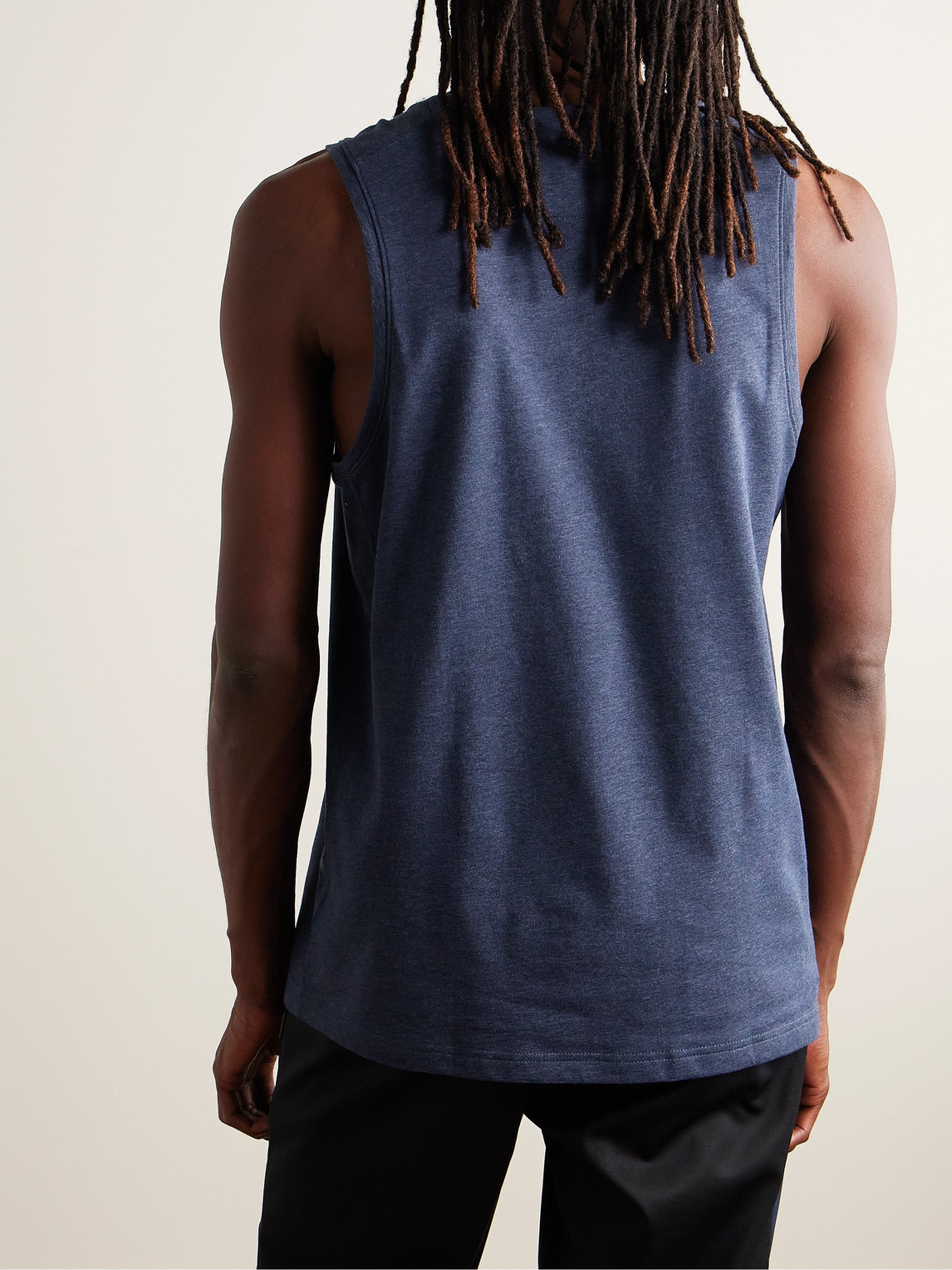 Shop Nike Primary Logo-embroidered Cotton-blend Dri-fit Tank Top In Blue