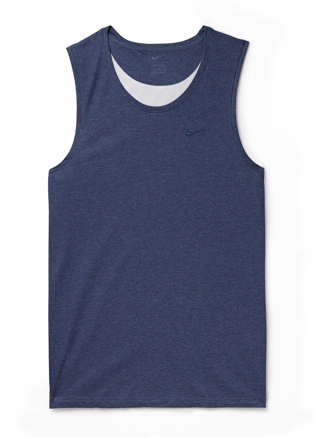 Shop Nike Primary Logo-embroidered Cotton-blend Dri-fit Tank Top In Blue