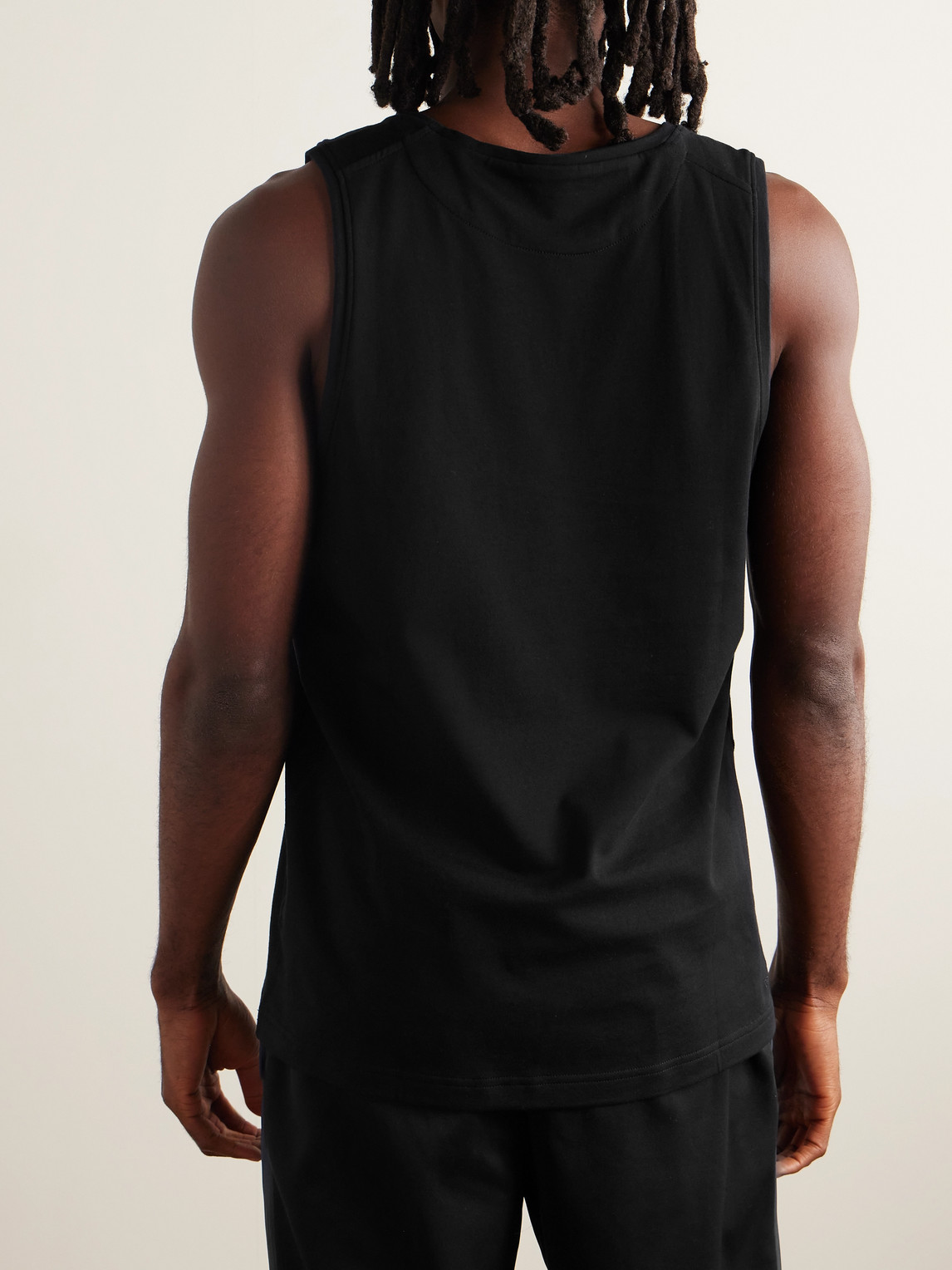 Shop Nike Primary Logo-embroidered Cotton-blend Dri-fit Tank Top In Black