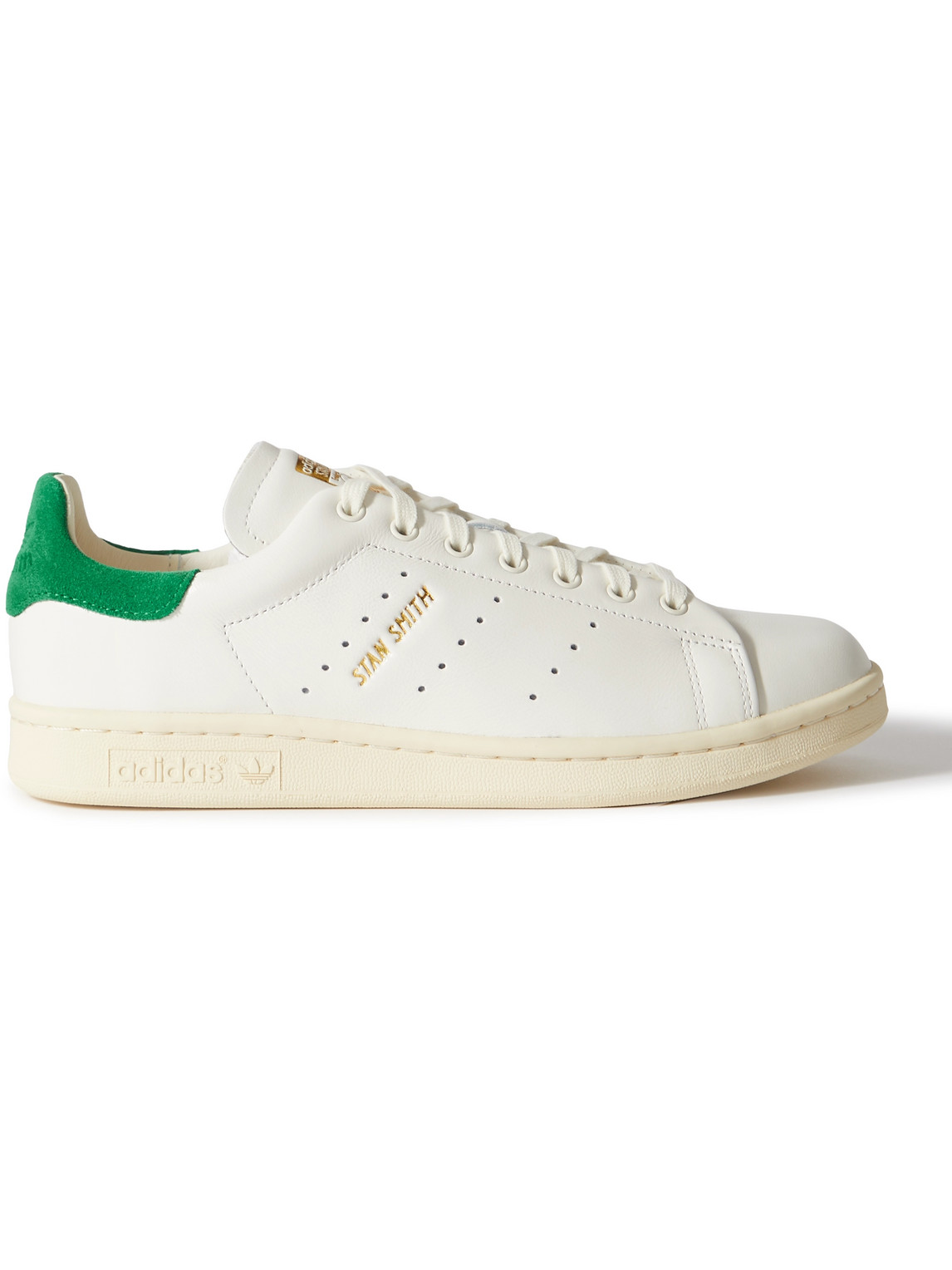 Adidas Originals Stan Smith Lux Suede-trimmed Leather Trainers In Neutral