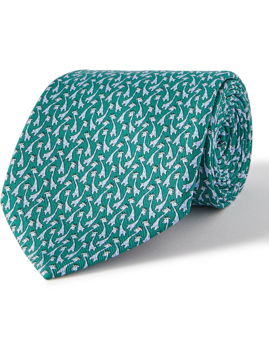 Ferragamo Printed Silk-twill Tie In Green