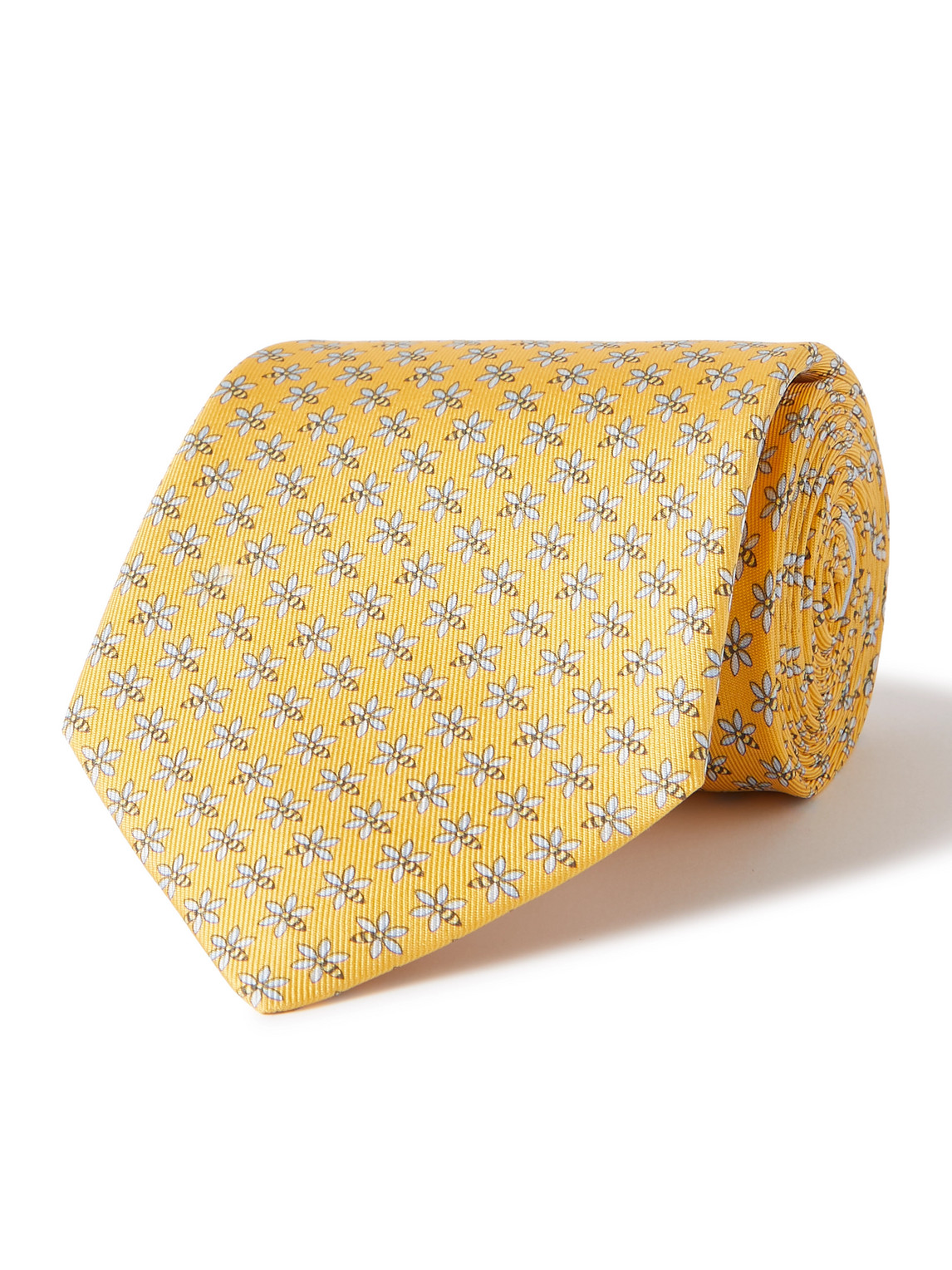 Ferragamo 8cm Printed Silk-twil Tie In Yellow