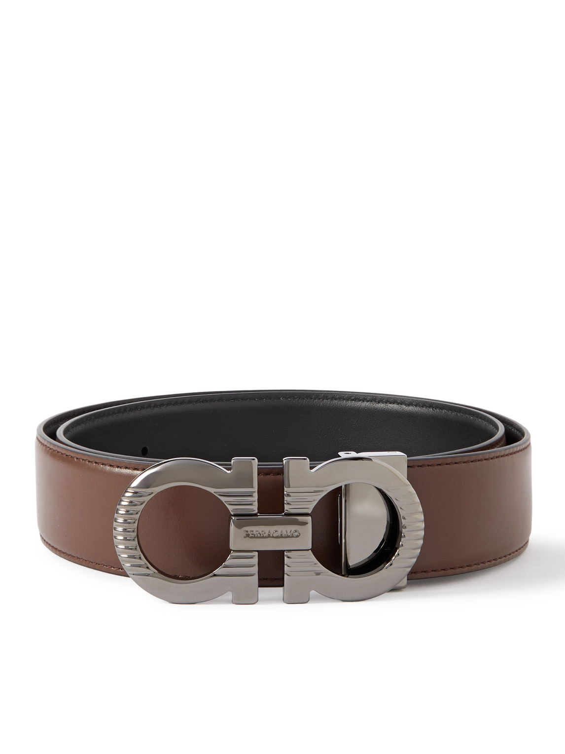 Ferragamo 3.5cm Gancini Reversible Leather Belt In Brown