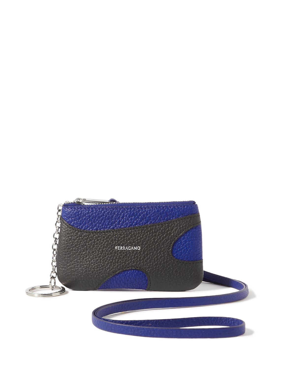 Ferragamo Logo-print Panelled Full-grain Leather Wallet In Blue