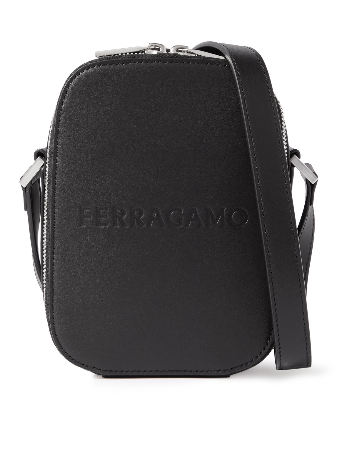 Ferragamo Logo-embossed Leather Pouch In Black