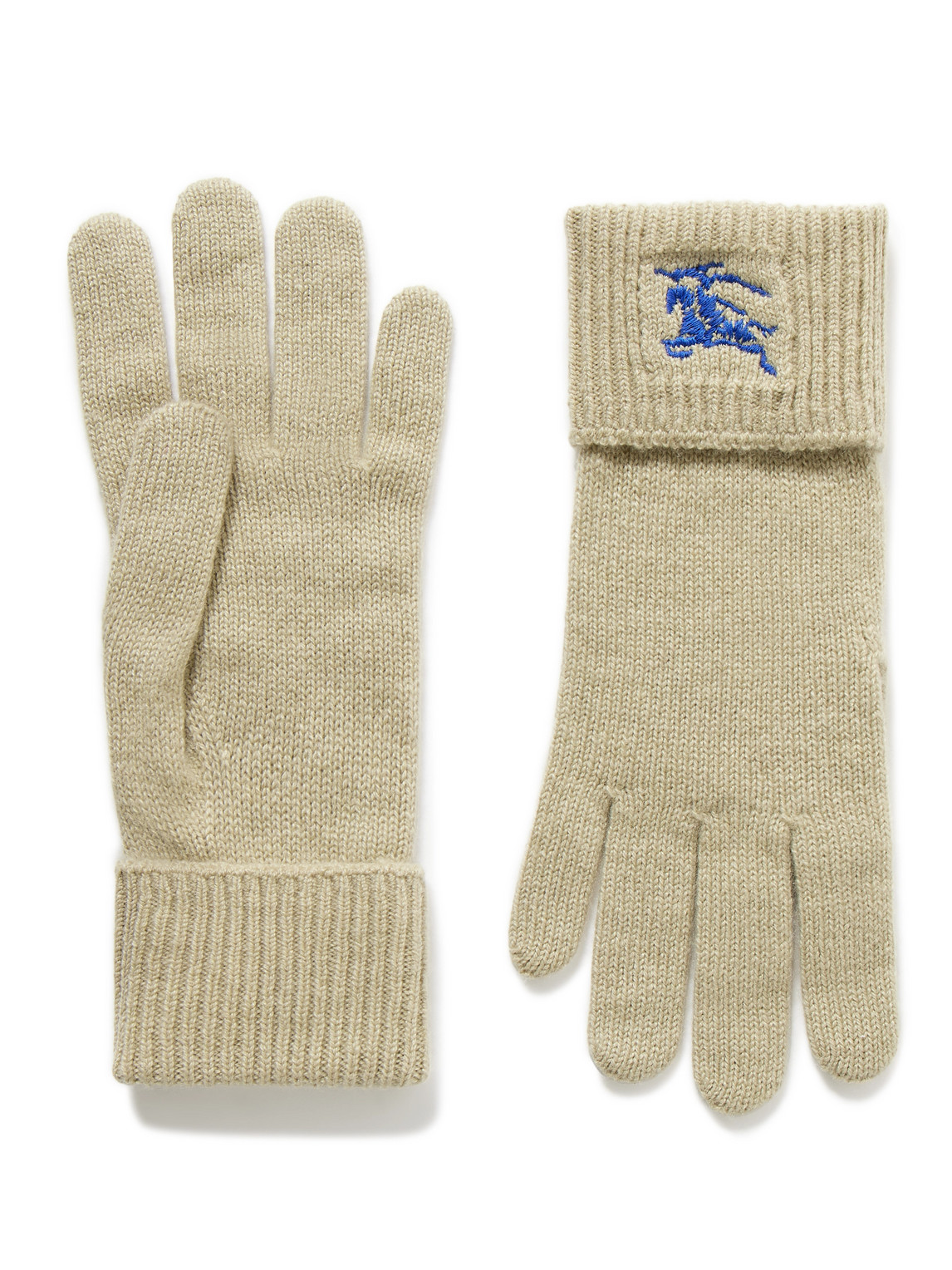 Burberry Logo-embroidered Cashmere-blend Gloves In Neutrals