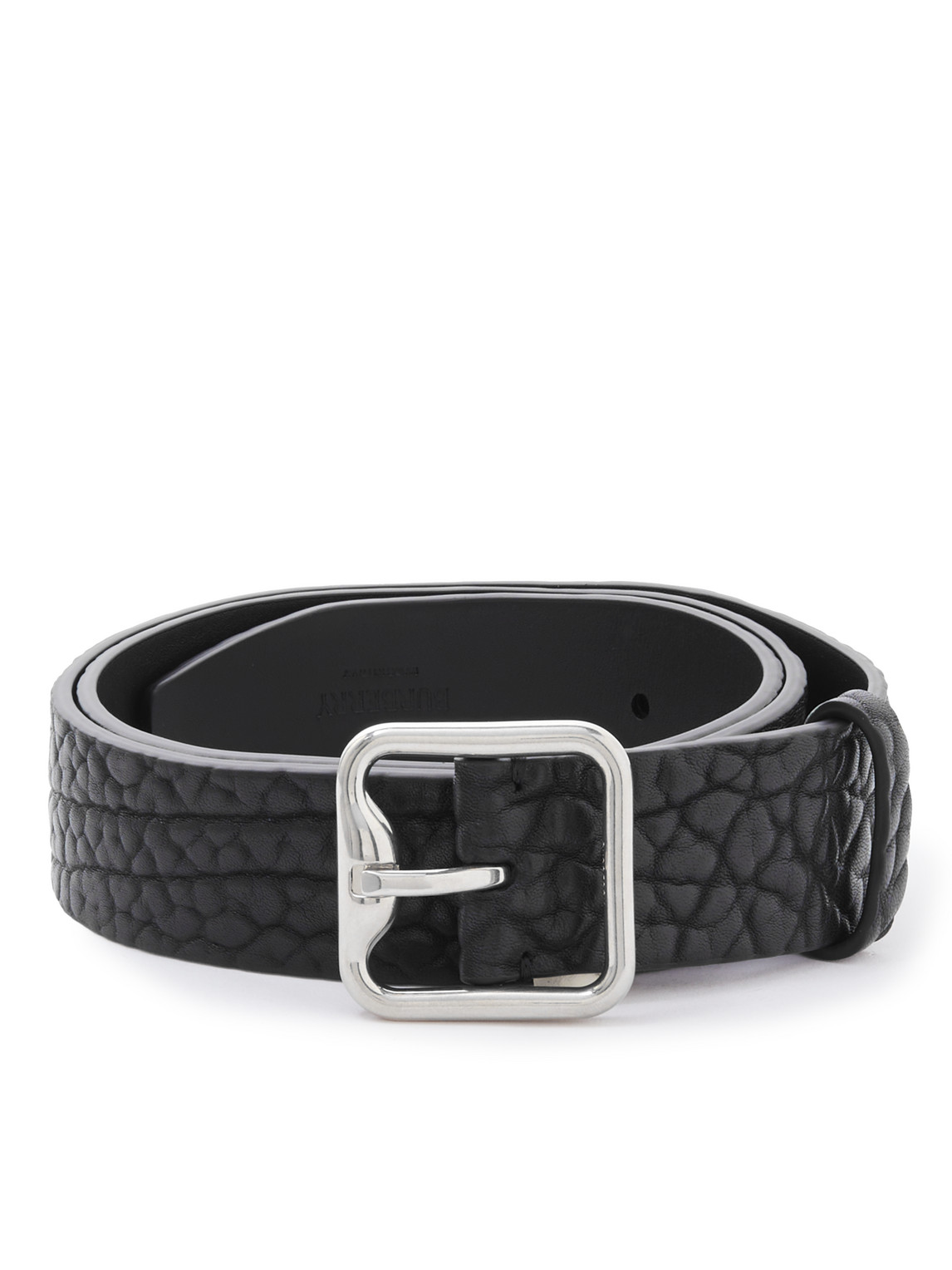 Shop Burberry 3.5cm Textured-leather Belt In Black