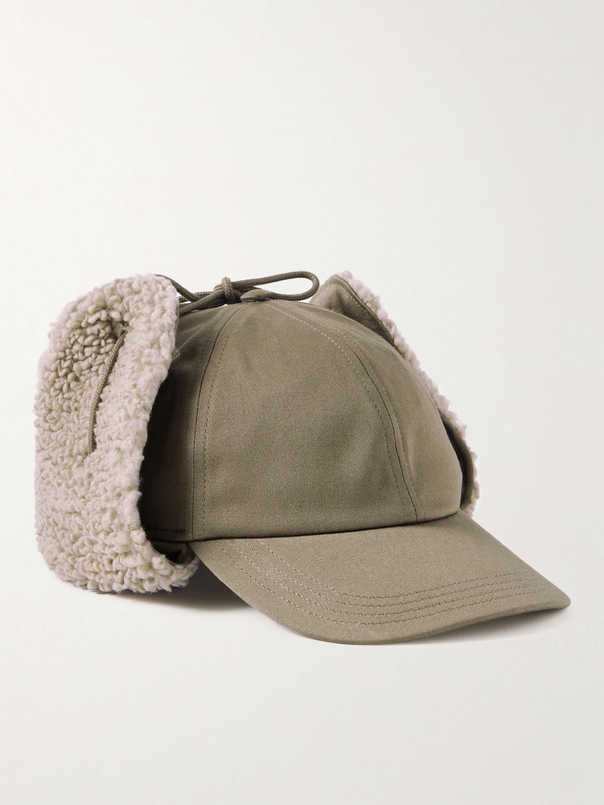 BURBERRY Wool-Blend Fleece-Trimmed Cotton-Twill Trapper Cap for