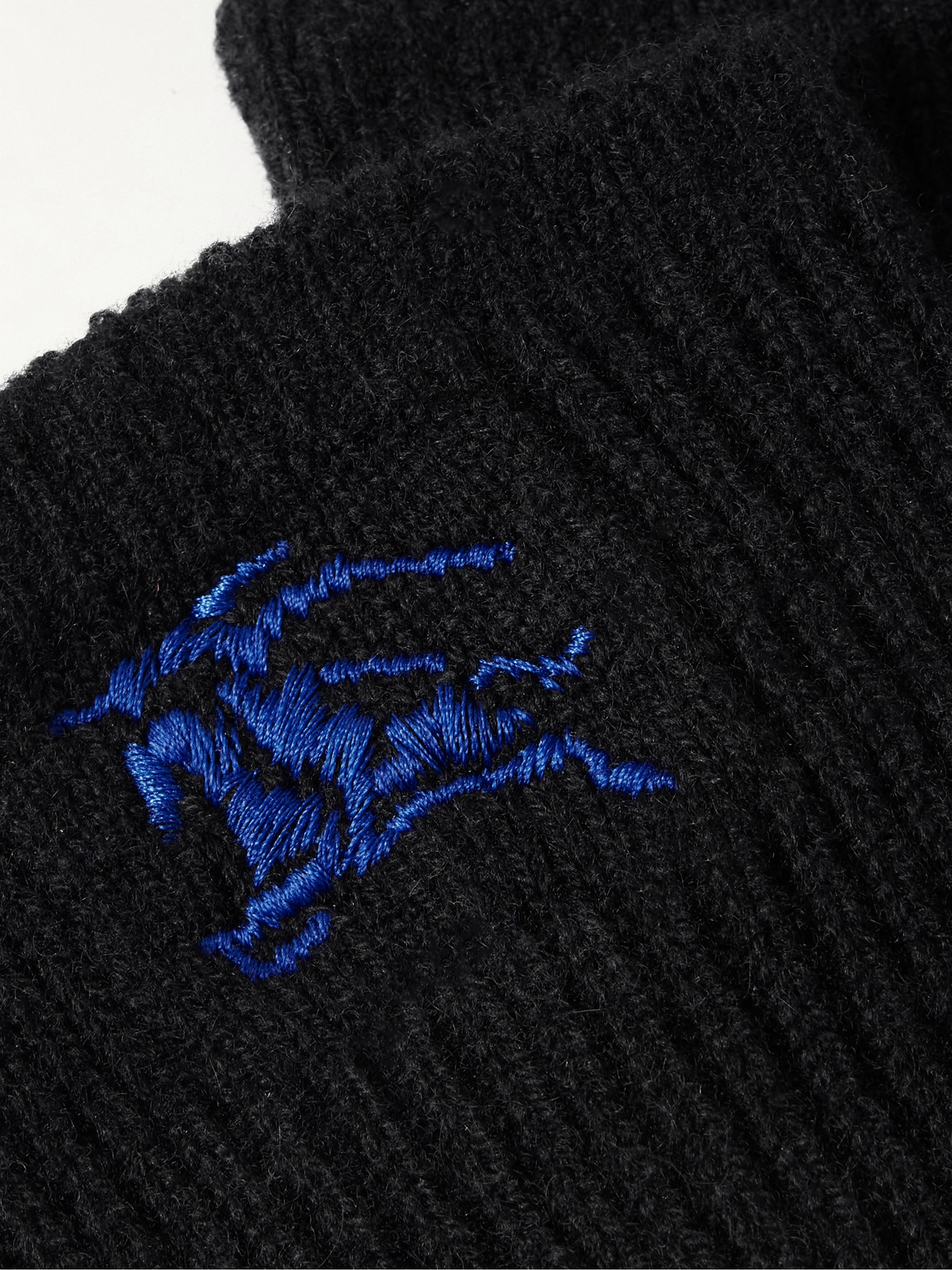 Shop Burberry Logo-embroidered Ribbed Cashmere-blend Socks In Black