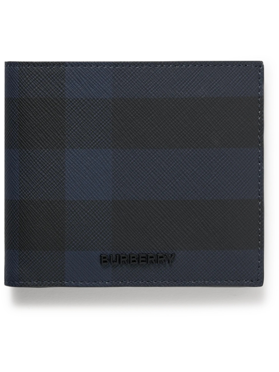 Burberry Logo-embellished Checked Coated-canvas Billfold Wallet In Blue