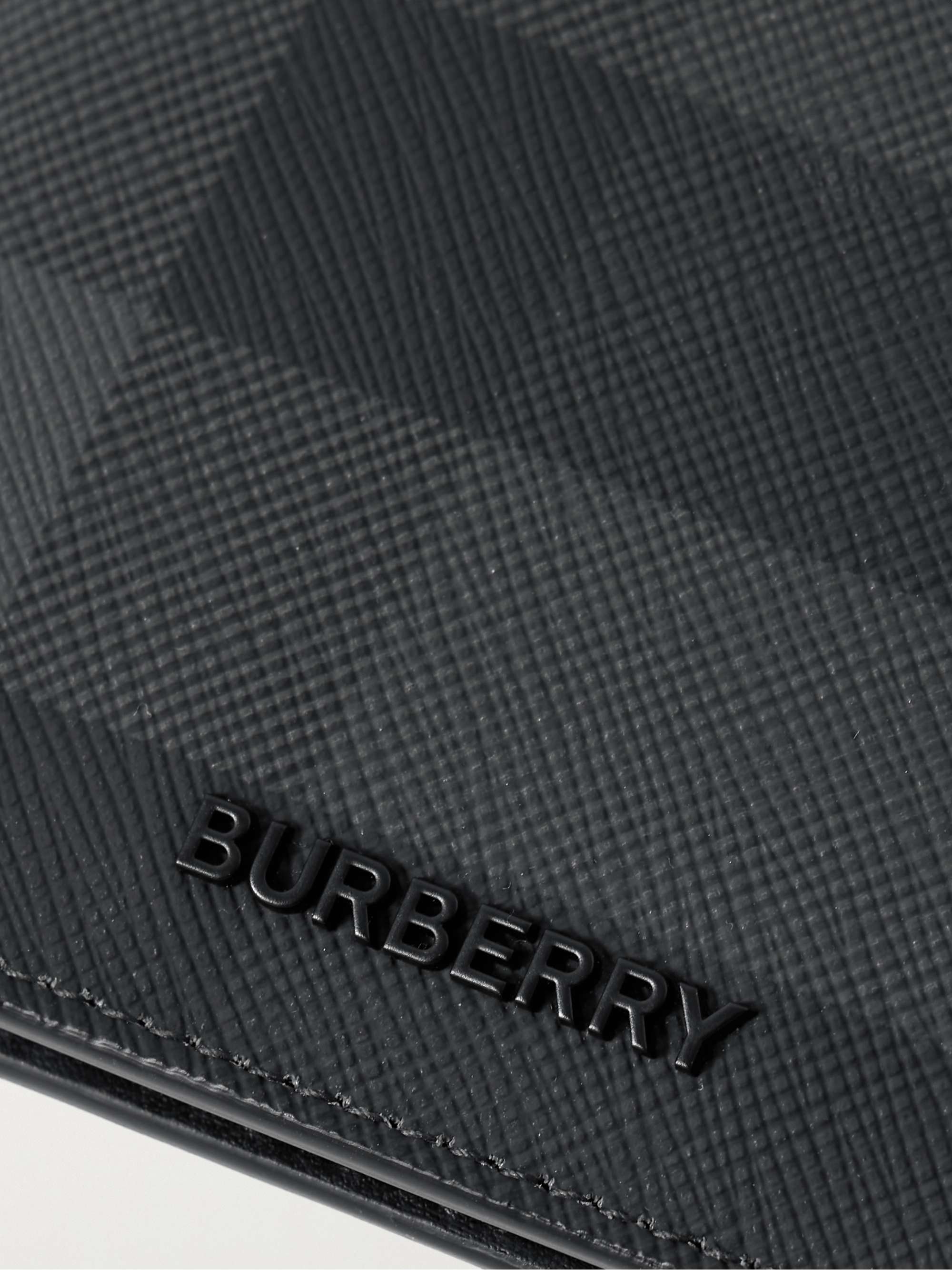 BURBERRY Logo-Embellished Checked Coated-Canvas Billfold Wallet for Men ...