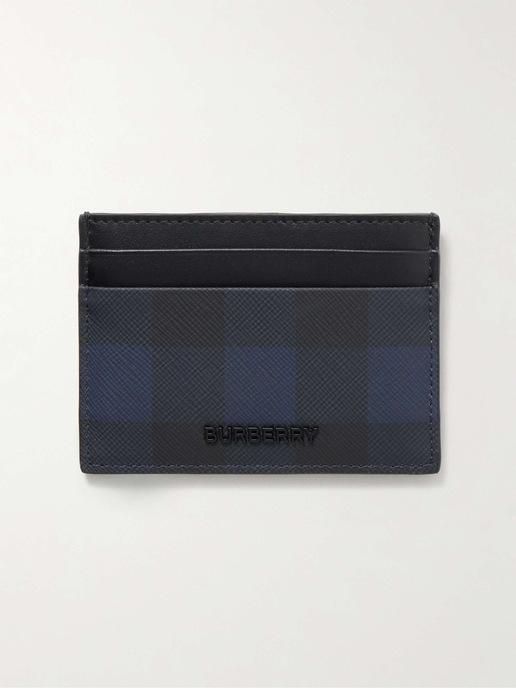 BURBERRY London Check Money Clip Card Case Navy/Black