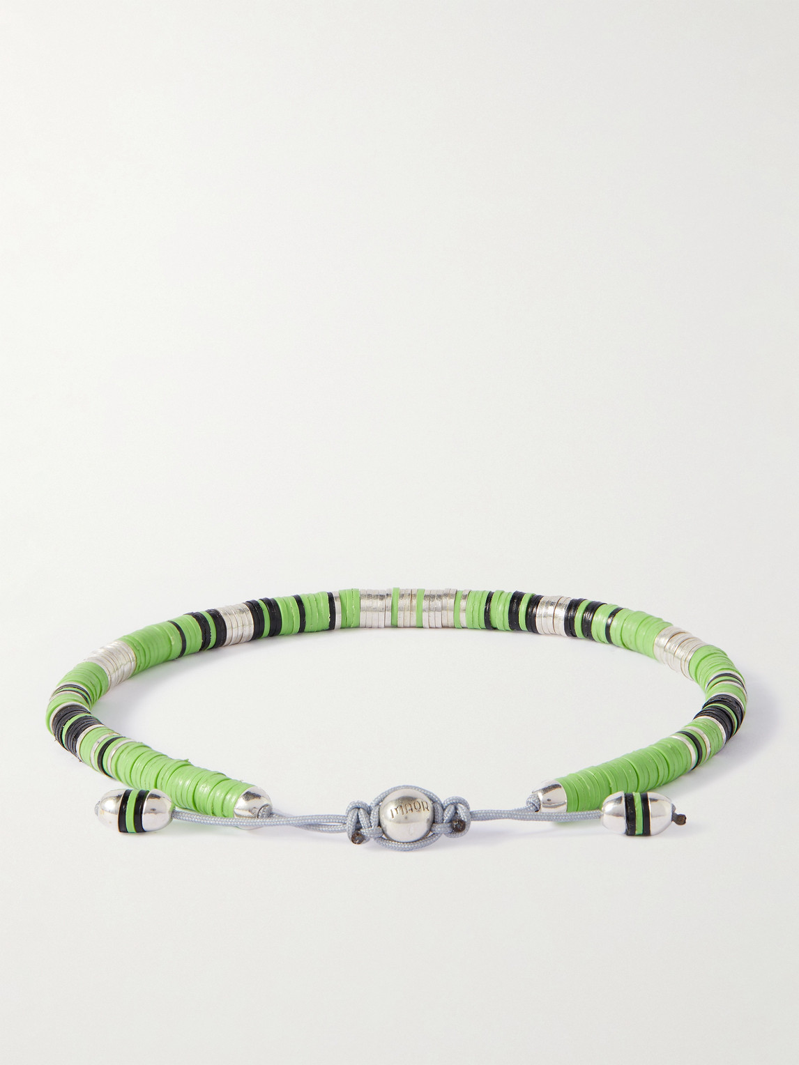 Shop M Cohen Rizon Sterling Silver, Vinyl And Cord Bracelet In Green