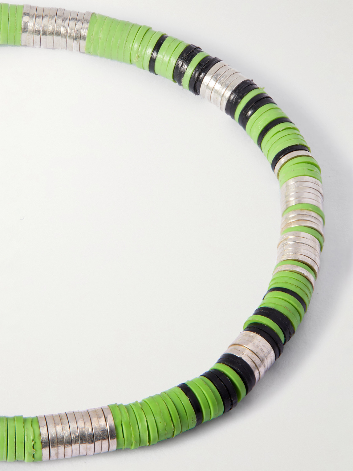 Shop M Cohen Rizon Sterling Silver, Vinyl And Cord Bracelet In Green