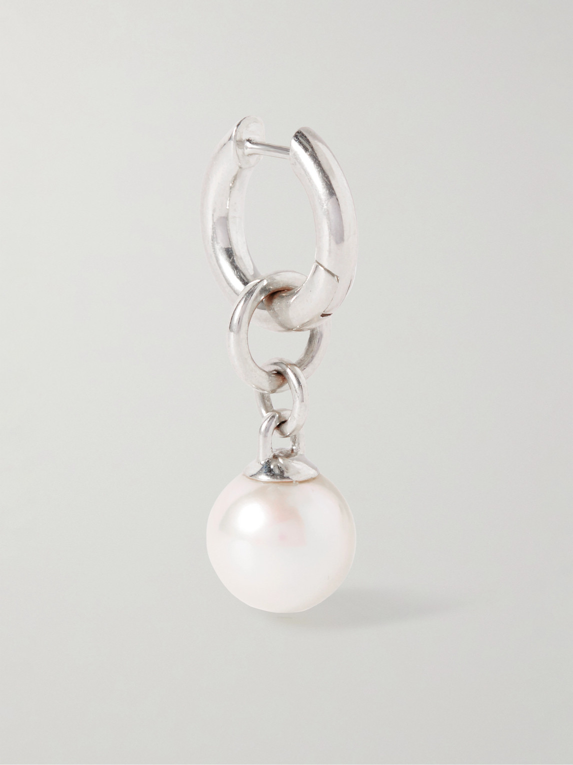 Shop M Cohen Tisha Convertible Sterling Silver Pearl Single Hoop Earring