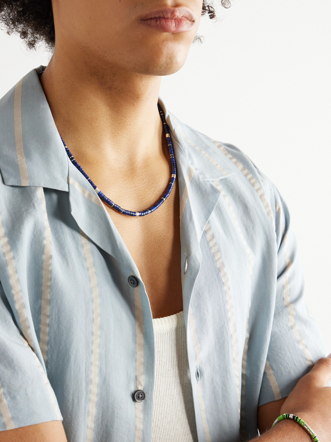 Shop M Cohen Tucson Silver, Lapis And Cord Necklace In Blue