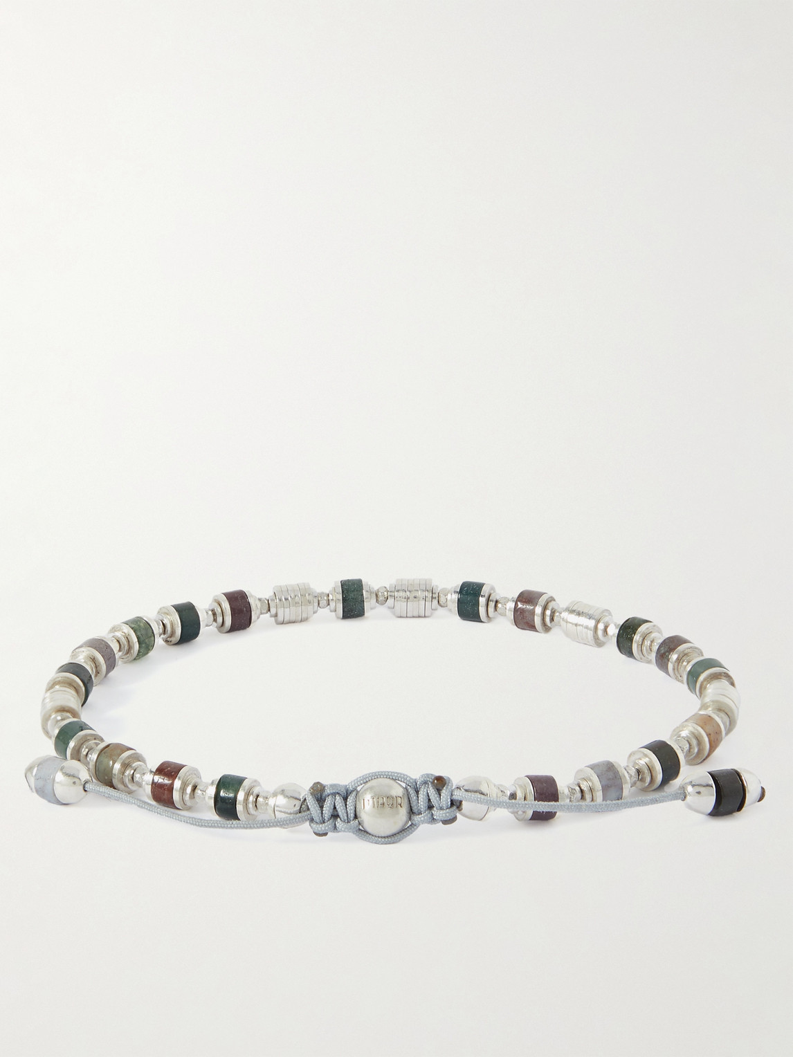 Shop M Cohen Saguaro Sterling Silver, Agate And Cord Beaded Bracelet In White