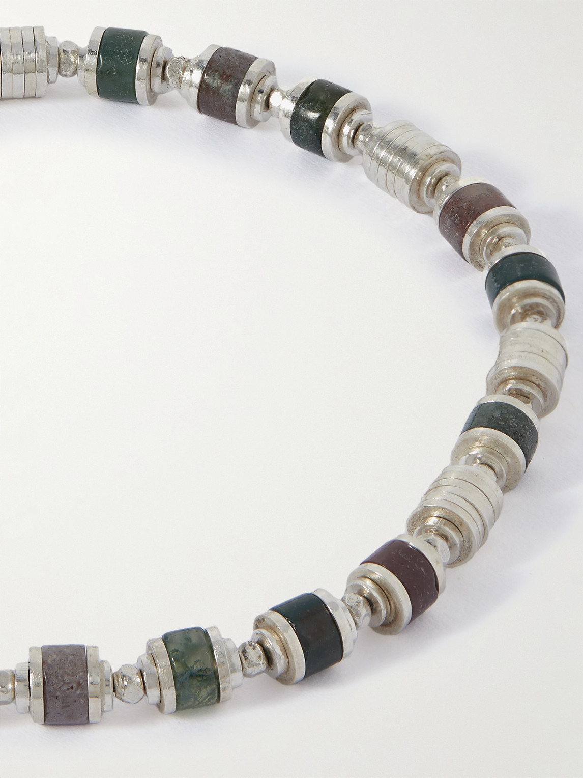 Shop M Cohen Saguaro Sterling Silver, Agate And Cord Beaded Bracelet In White