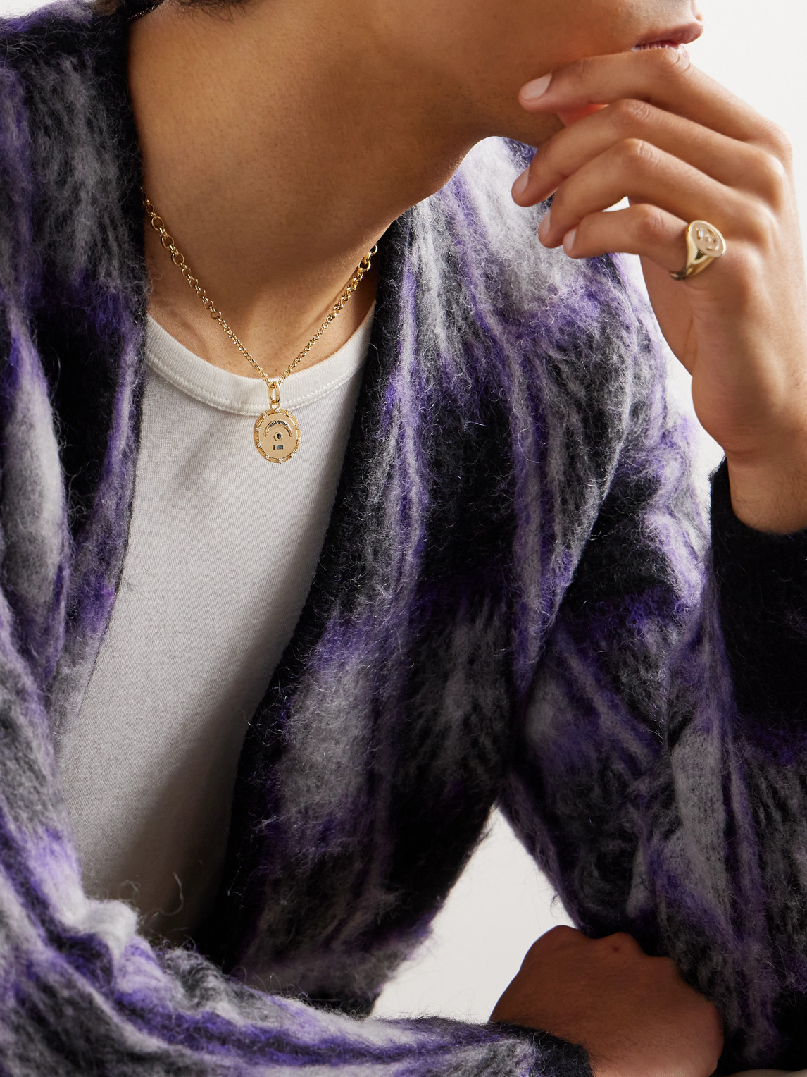 FOUNDRAE PAUSE 18-KARAT GOLD, TOPAZ AND DIAMOND PENDANT