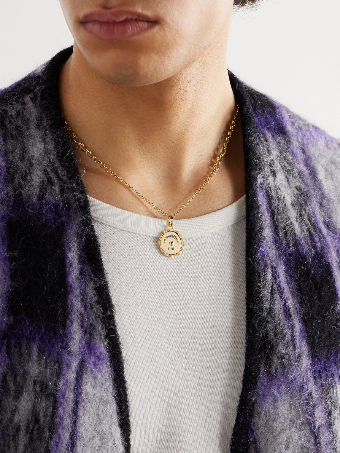 FOUNDRAE PAUSE 18-KARAT GOLD, TOPAZ AND DIAMOND PENDANT