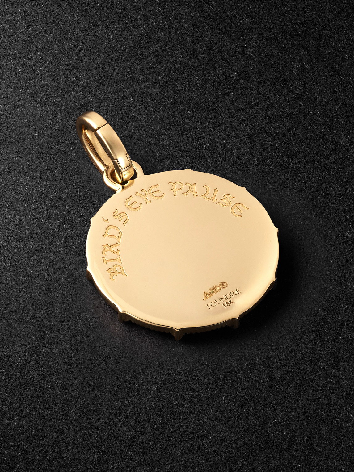 FOUNDRAE PAUSE 18-KARAT GOLD, GARNET AND DIAMOND PENDANT