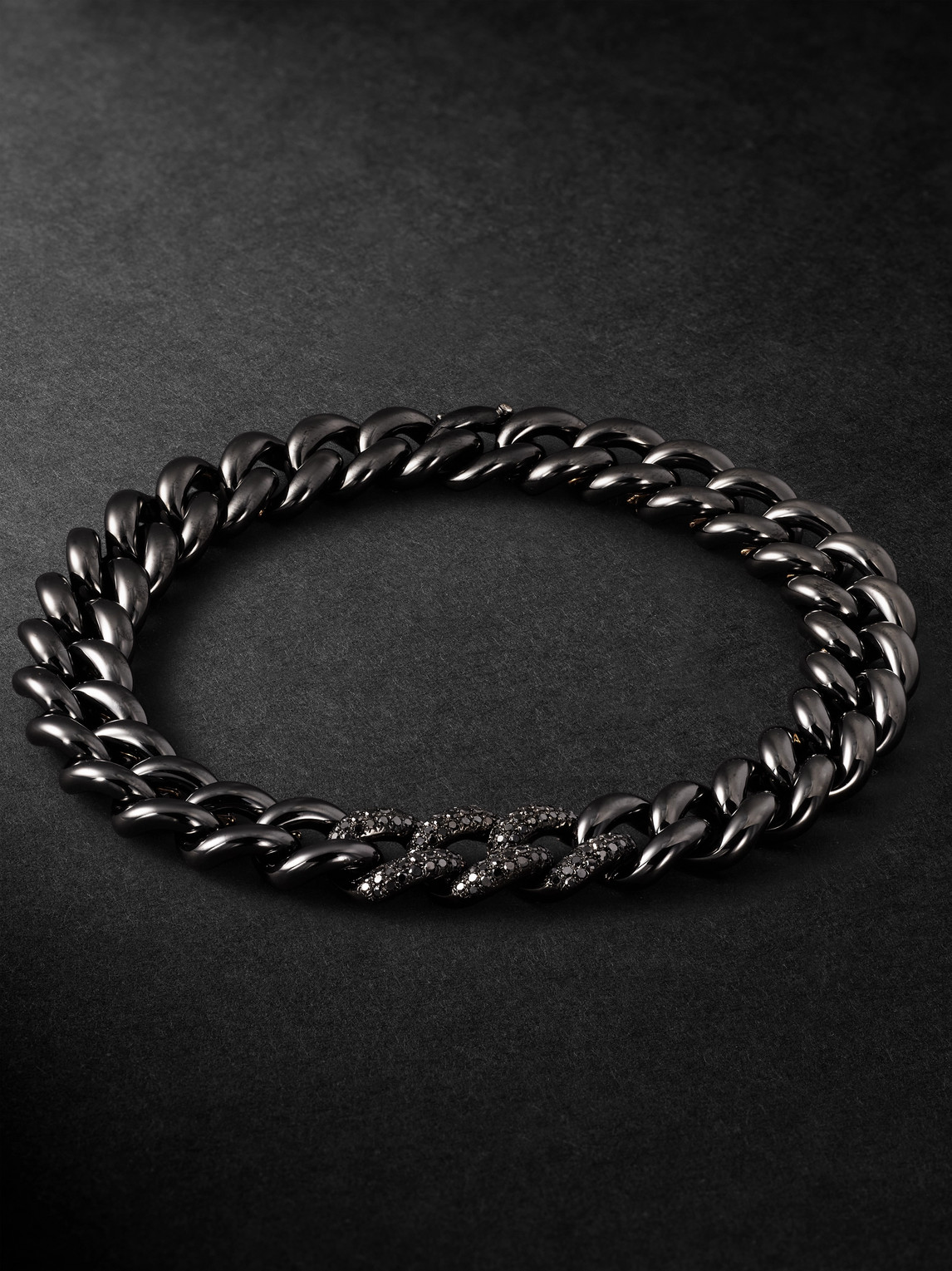 Shay 18-karat Blackened Gold, Ceramic And Diamond Bracelet