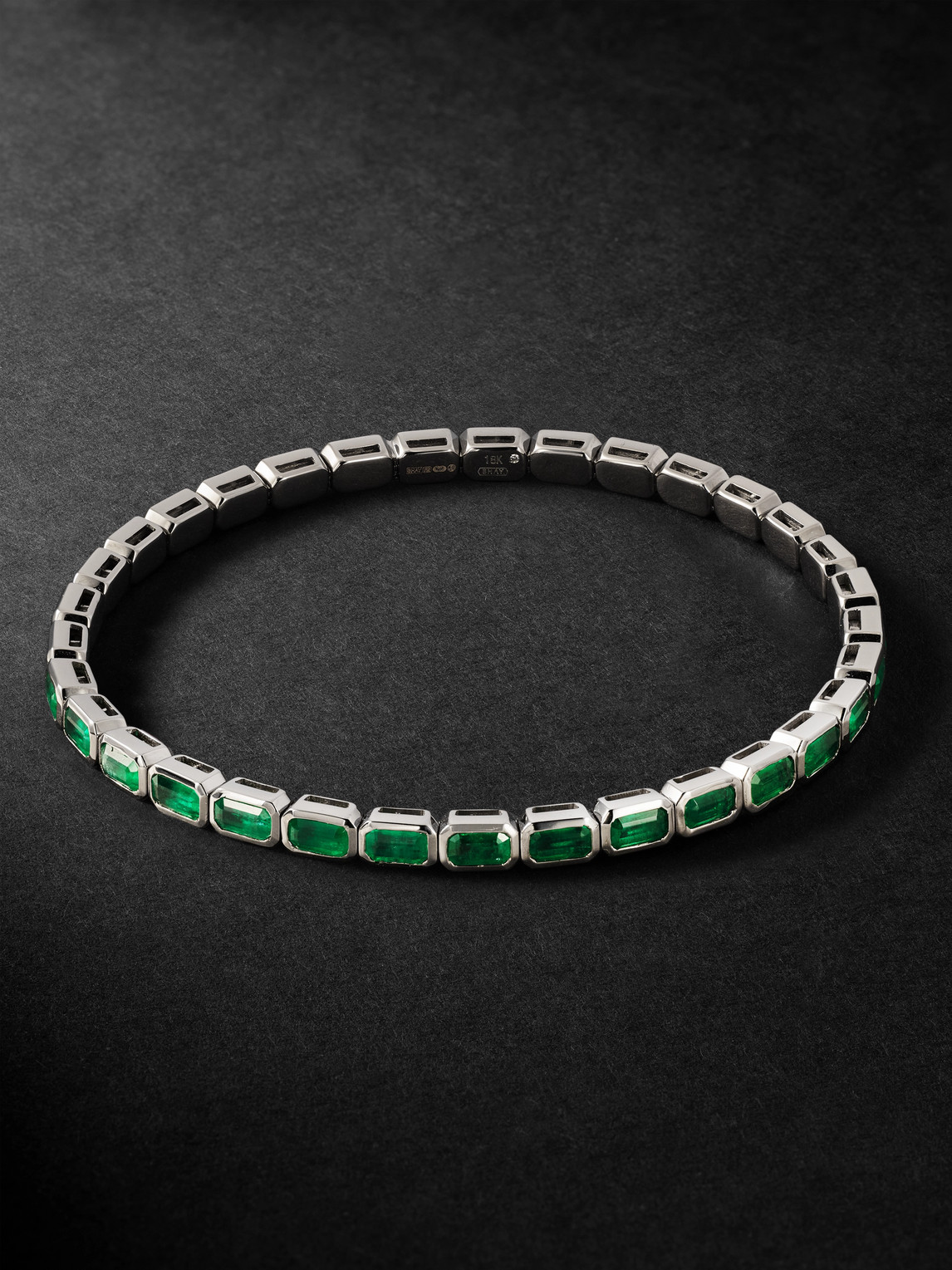 Shay White Gold Emerald Bracelet In Green