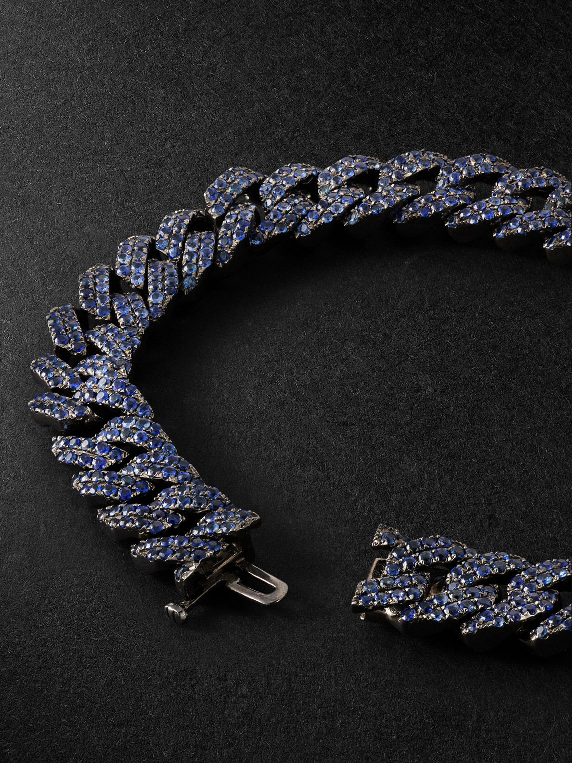 Shop Shay Blackened Gold Sapphire Chain Bracelet In Blue