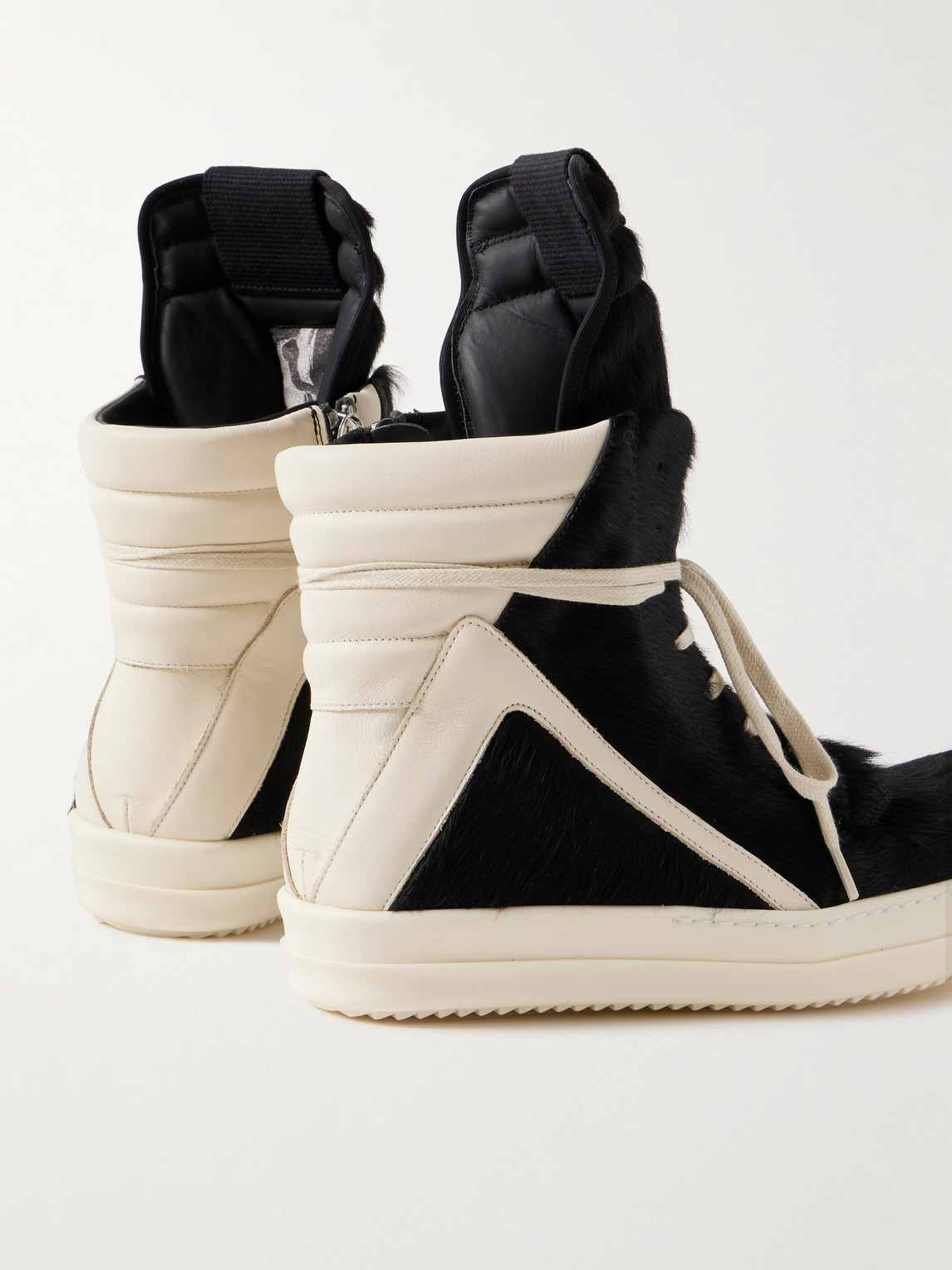 Shop Rick Owens Geobasket Calf Hair And Leather High-top Sneakers In Black