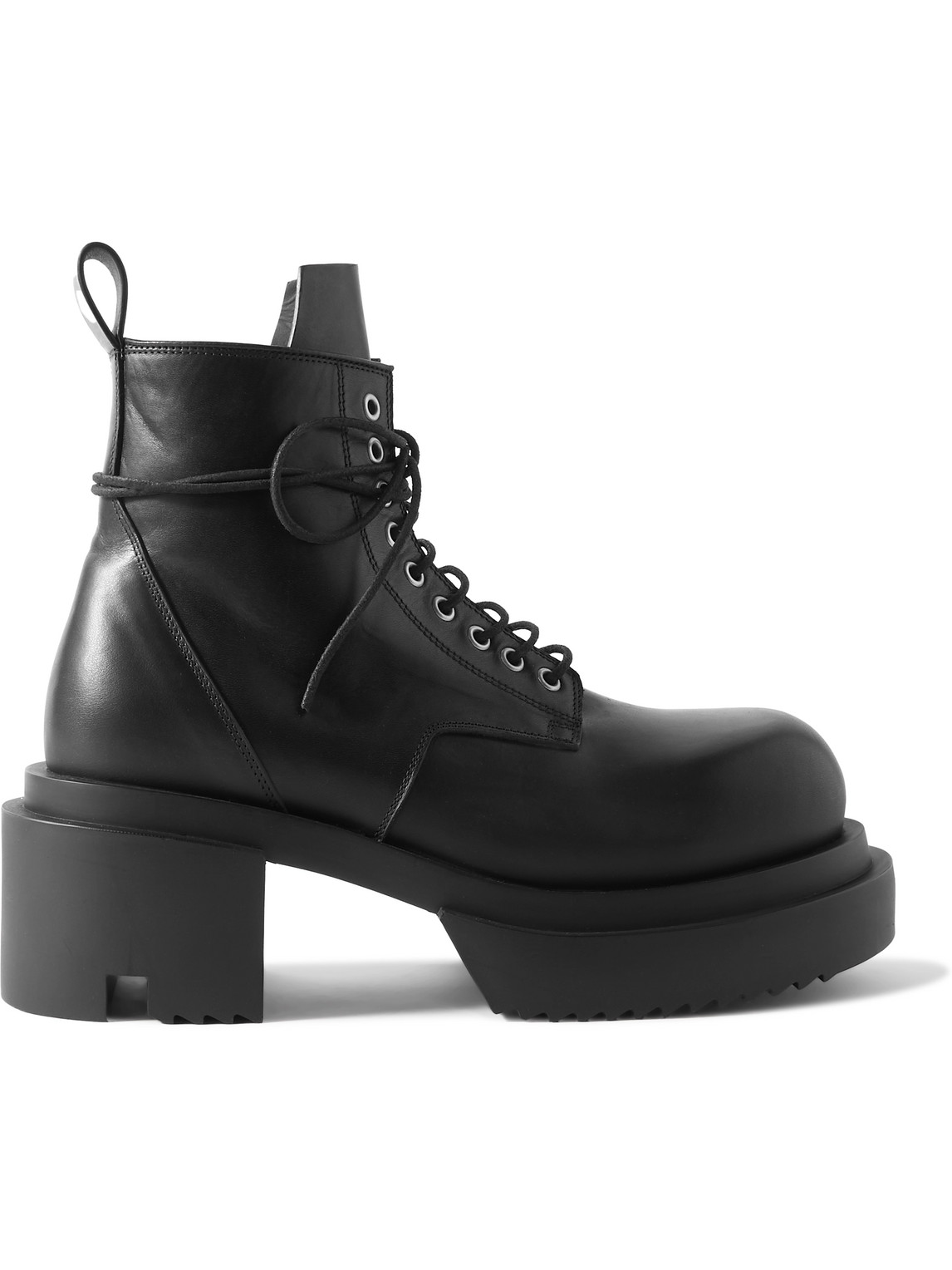 Rick Owens Low Army Bogun Platform Leather Boots In Black