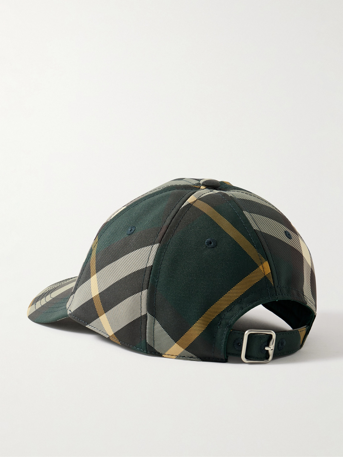 Shop Burberry Checked Drill Baseball Cap In Green